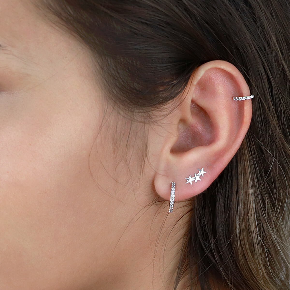 Argolinha Folheada a Ródio Aro Quadrado 2mm Zircônia G Prata 2