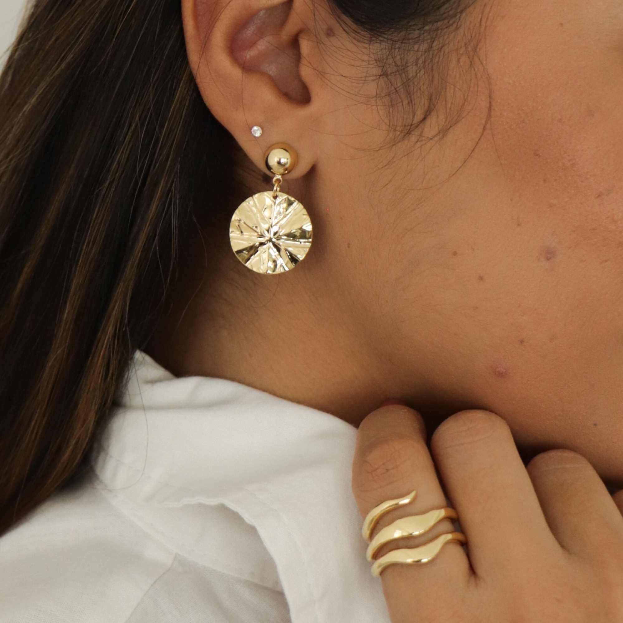 Anel Folheado a Ouro 18k Orgânico Ondas Triplo Dourado 8