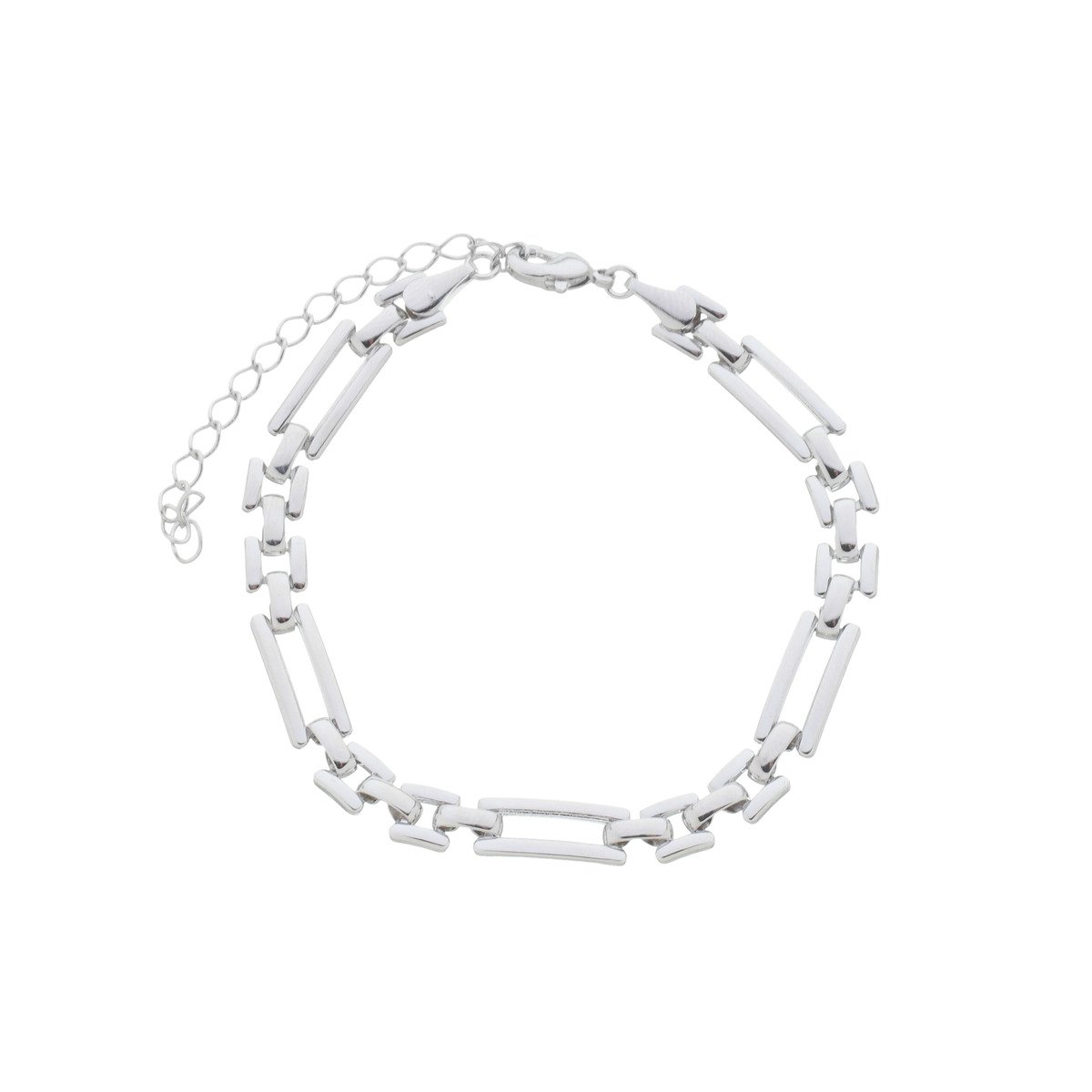 Pulseira Folheado a Ródio Elos Geométricos Prata 1