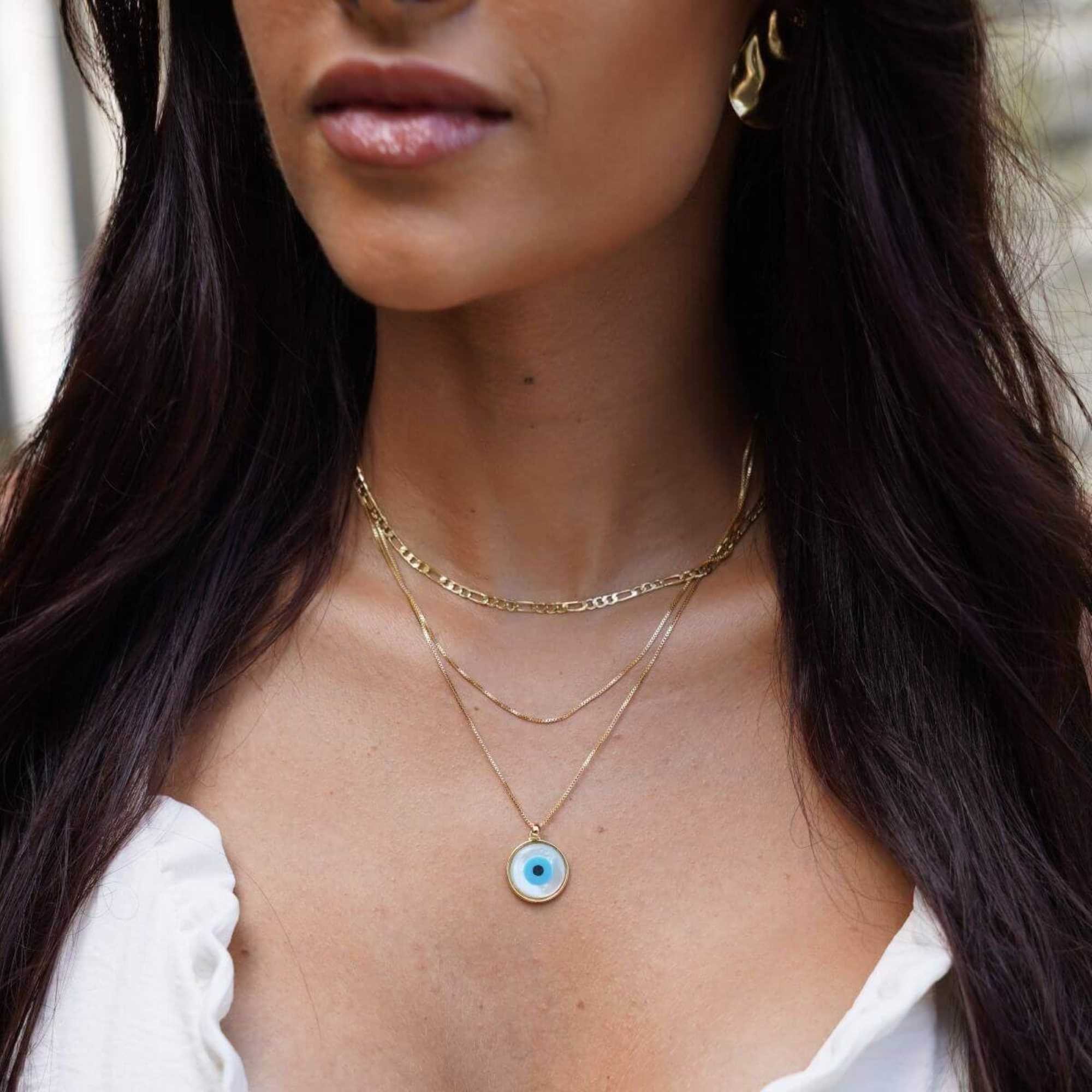 Colar Folheado a Ouro 18k Duplo Elo Fígaro 3x1 e Veneziana Ouro 18k 4