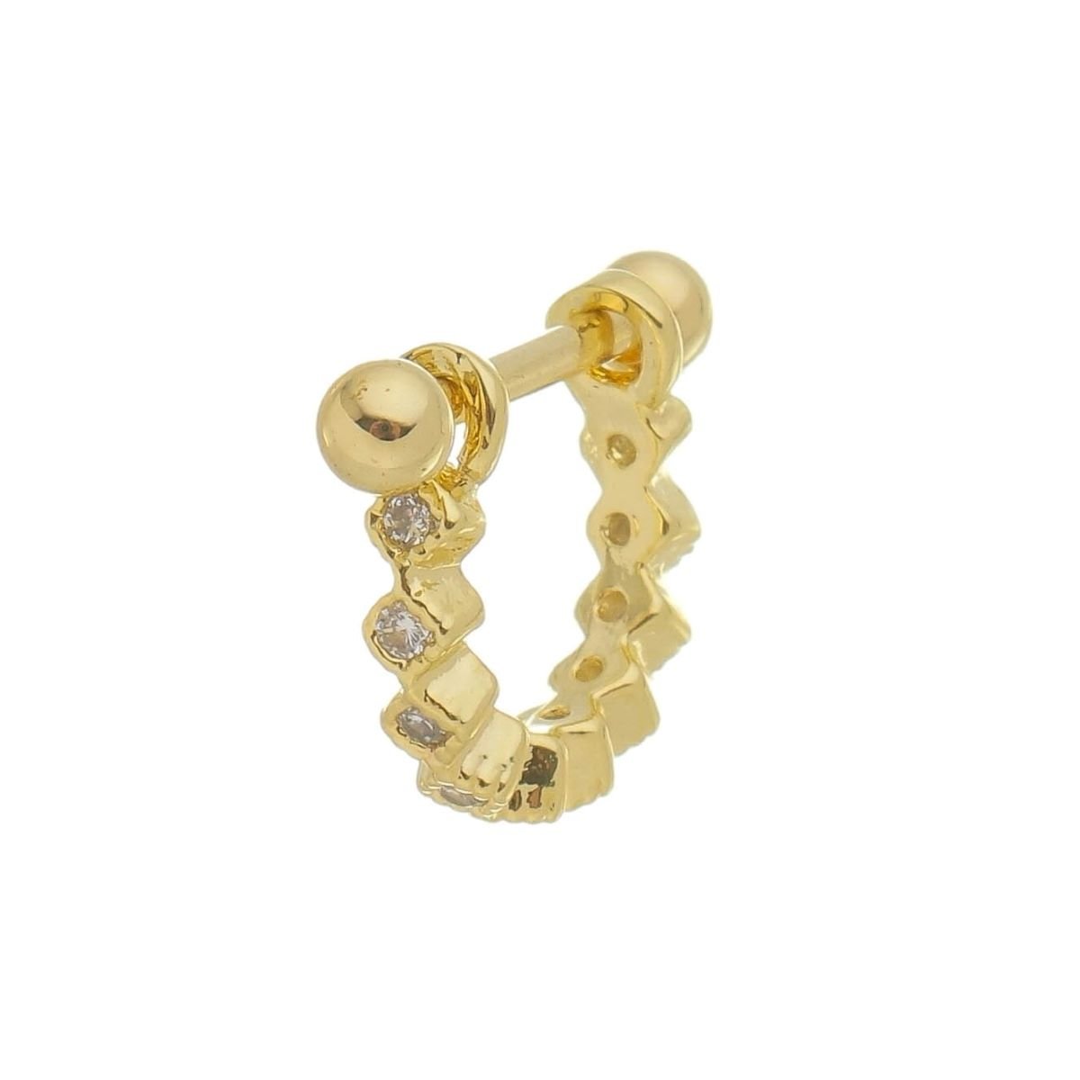 Piercing Cartilagem Folheado a Ouro 18k Losangos Zircônia