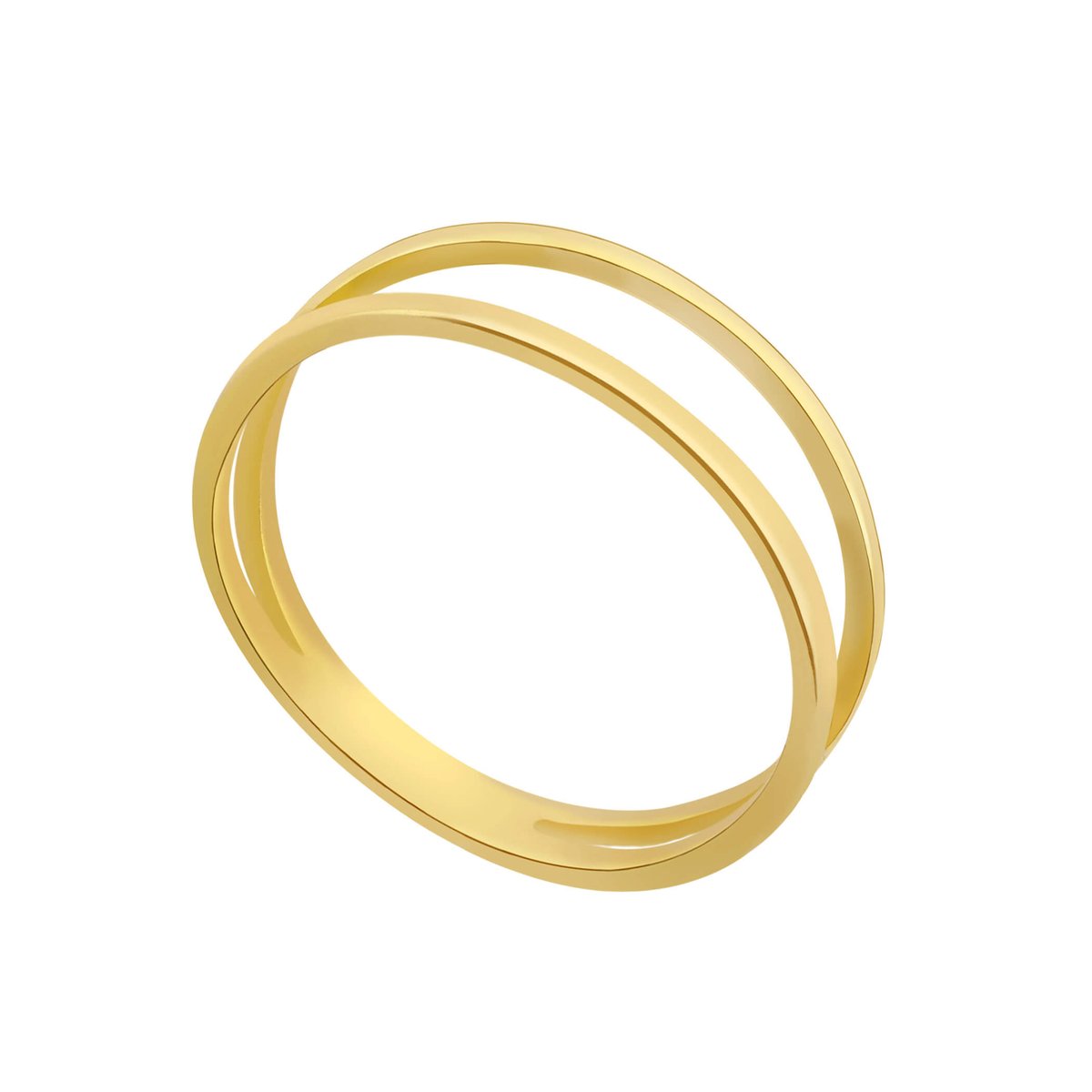 Anel Folheado a Ouro 18k Aro Duplo Liso