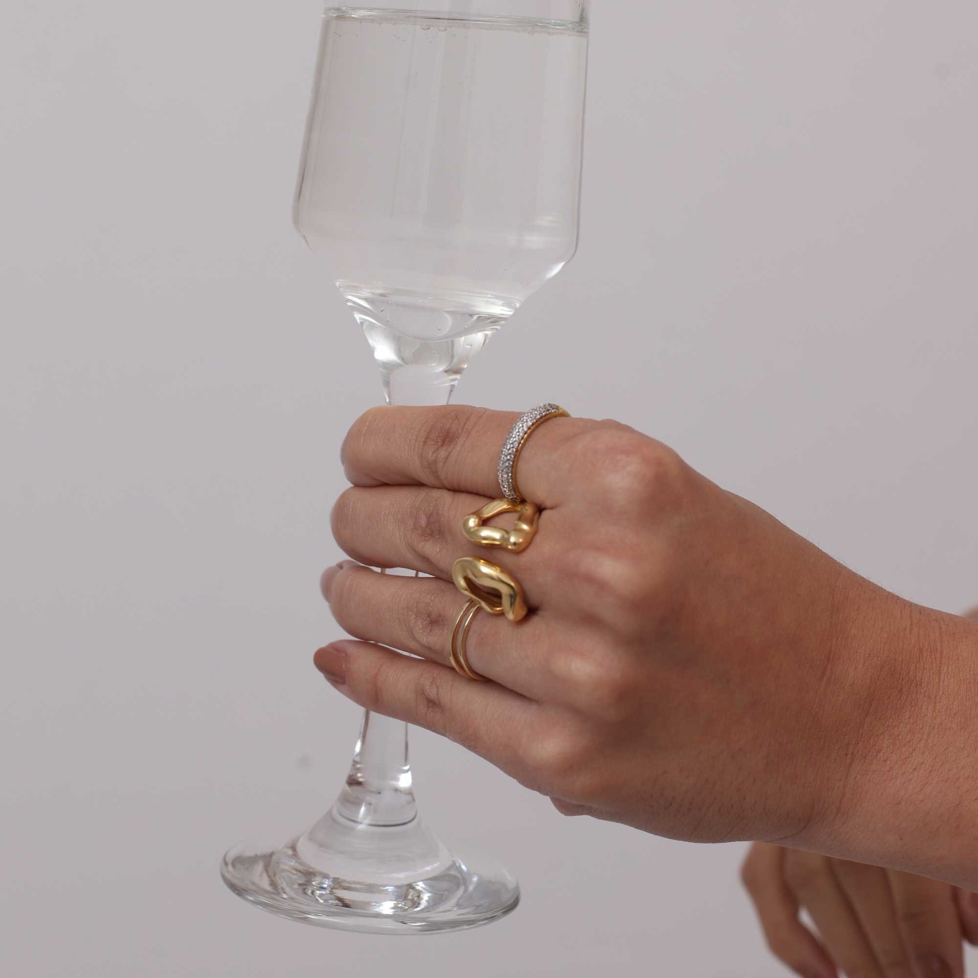 Anel Folheado a Ouro 18k Aro Duplo Liso Dourado 2