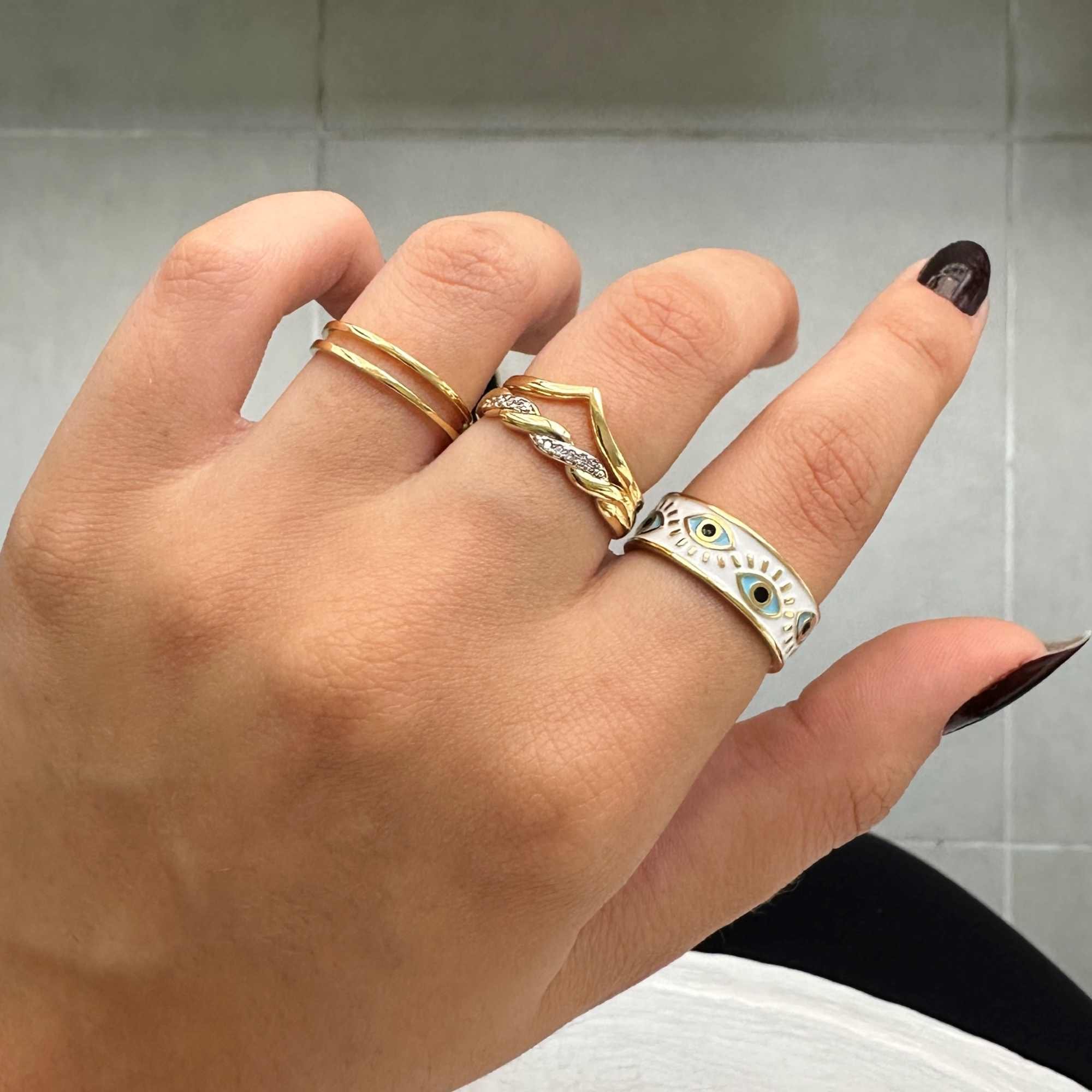 Anel Folheado a Ouro 18k Aro Duplo Liso Dourado 11