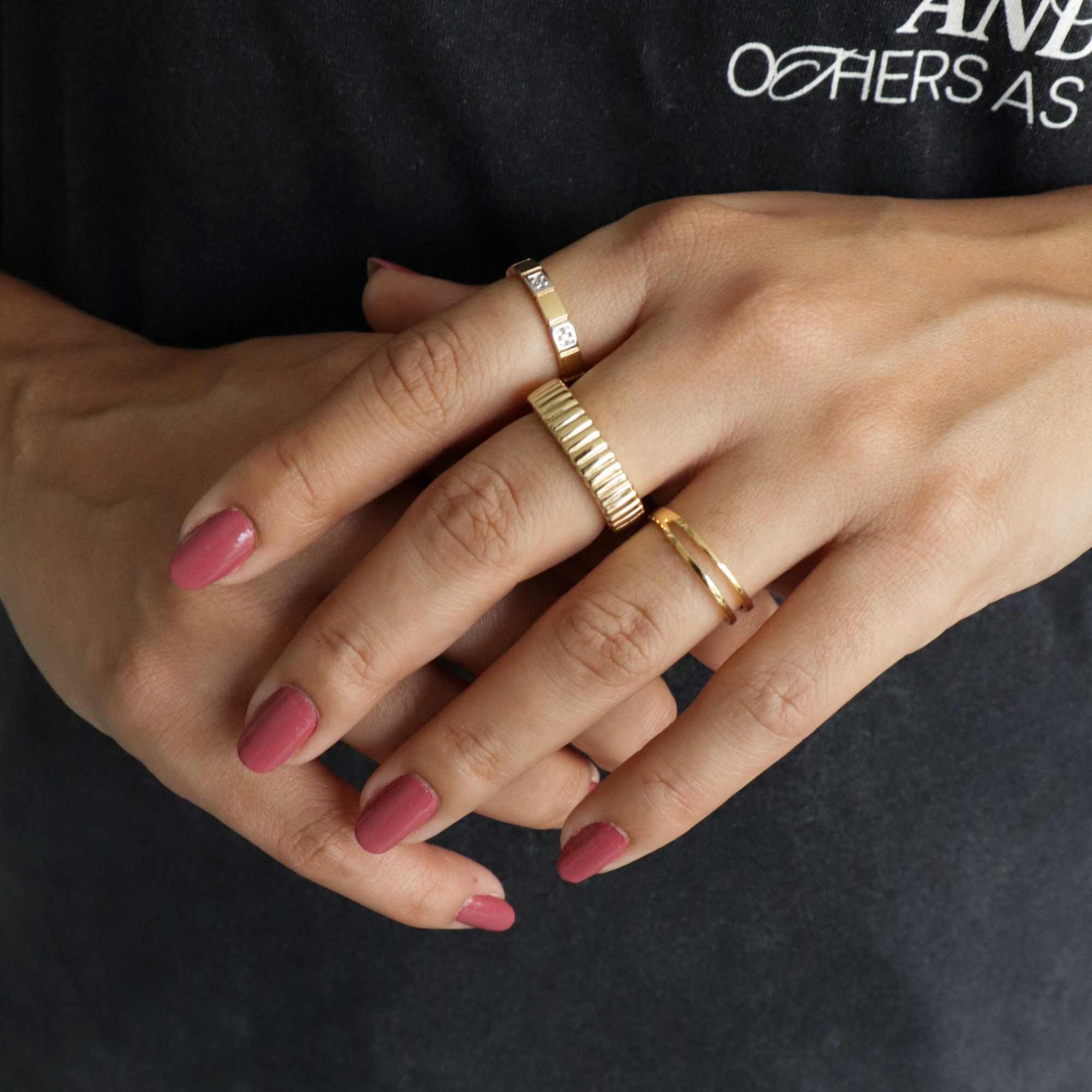 Anel Folheado a Ouro 18k Aro Duplo Liso Dourado 5