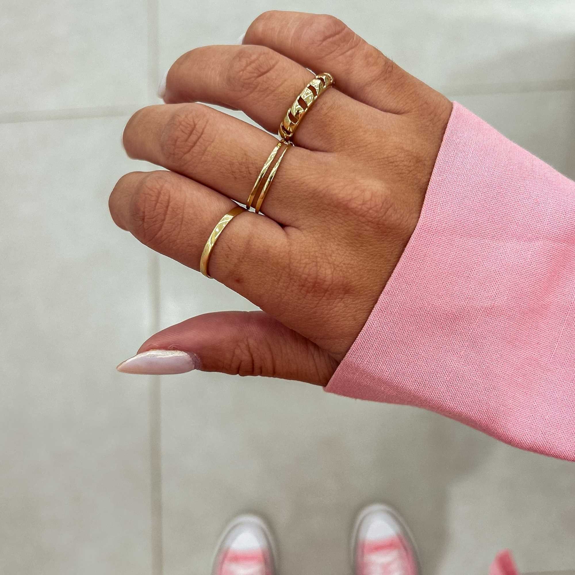 Anel Folheado a Ouro 18k Aro Duplo Liso Dourado 8