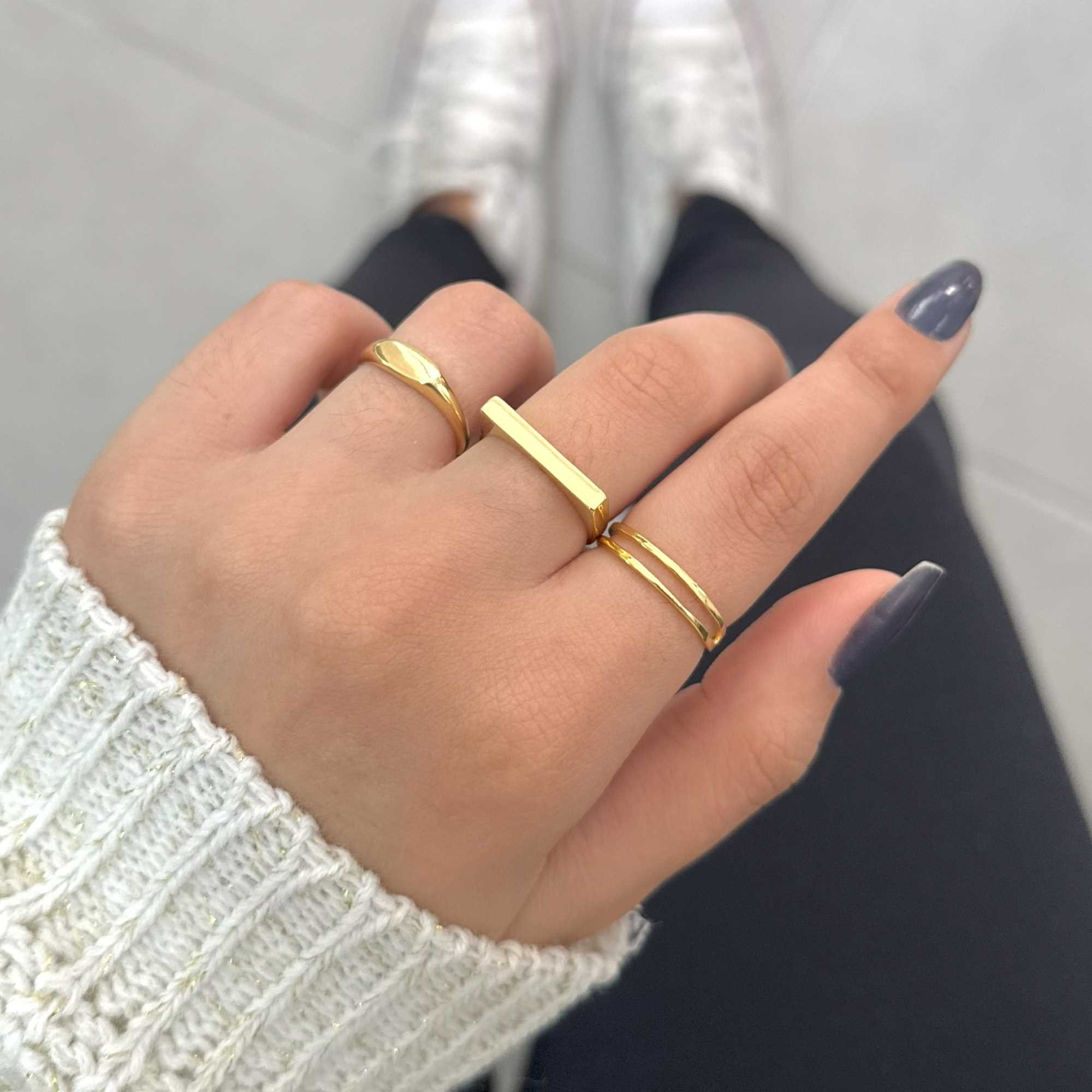 Anel Folheado a Ouro 18k Aro Duplo Liso Dourado 9