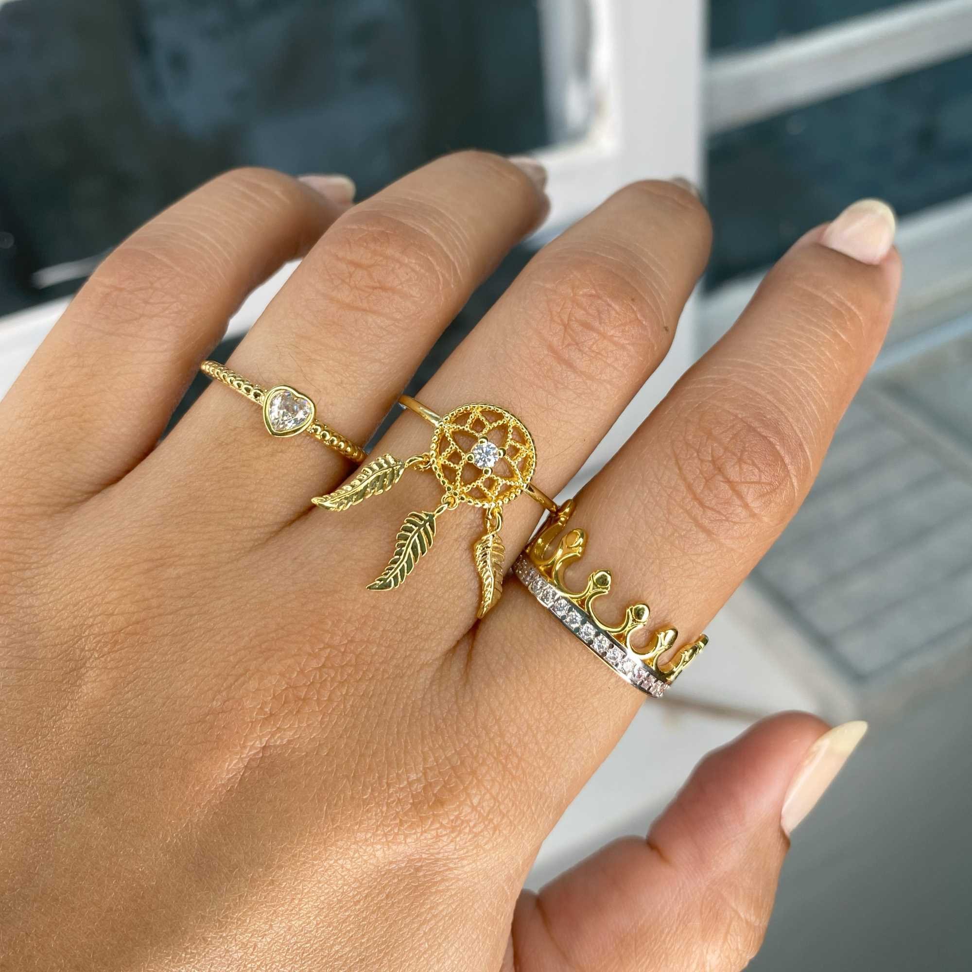 Anel Solitário Folheado a Ouro 18k Coração Zircônia Tam P Dourado 6