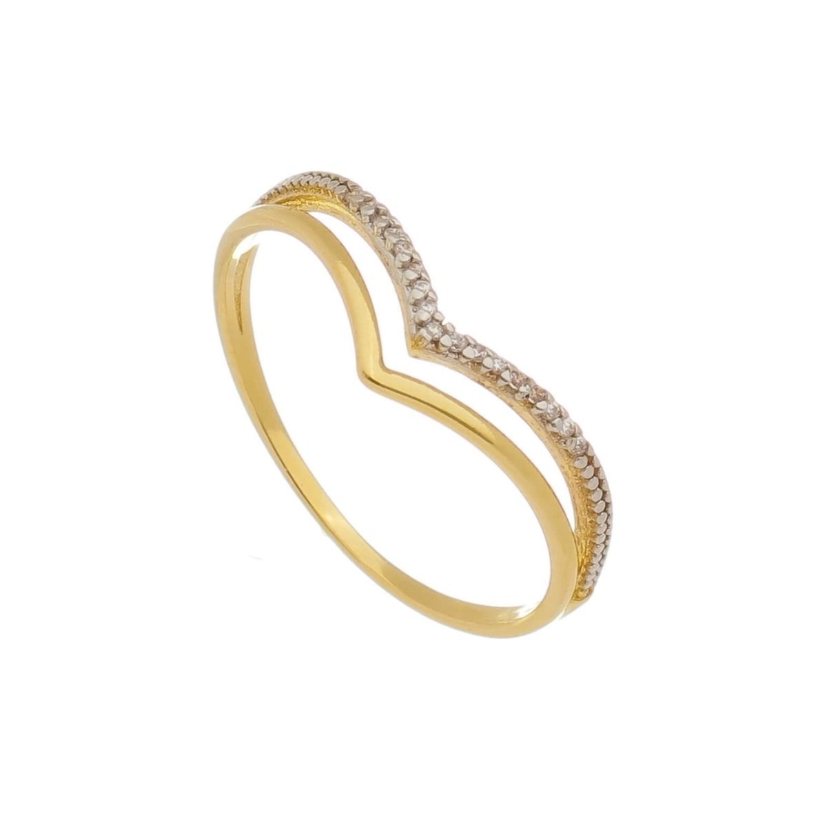 Anel Folheado a Ouro 18k Duplo Aro 