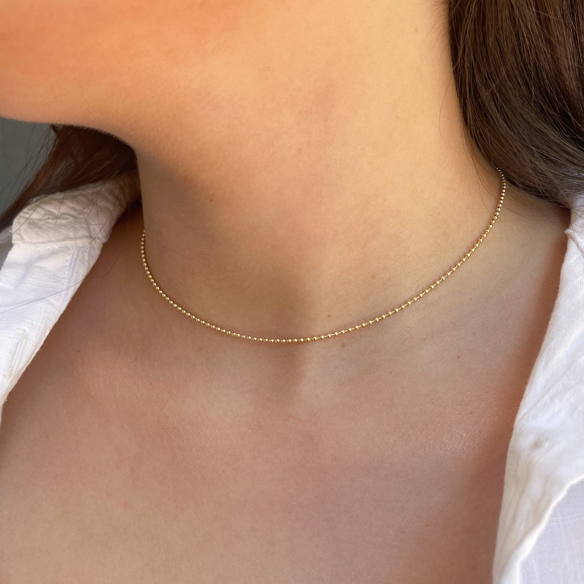 Choker Folheado a Ouro 18k Bolinhas Pequenas 1,5mm Dourado 2