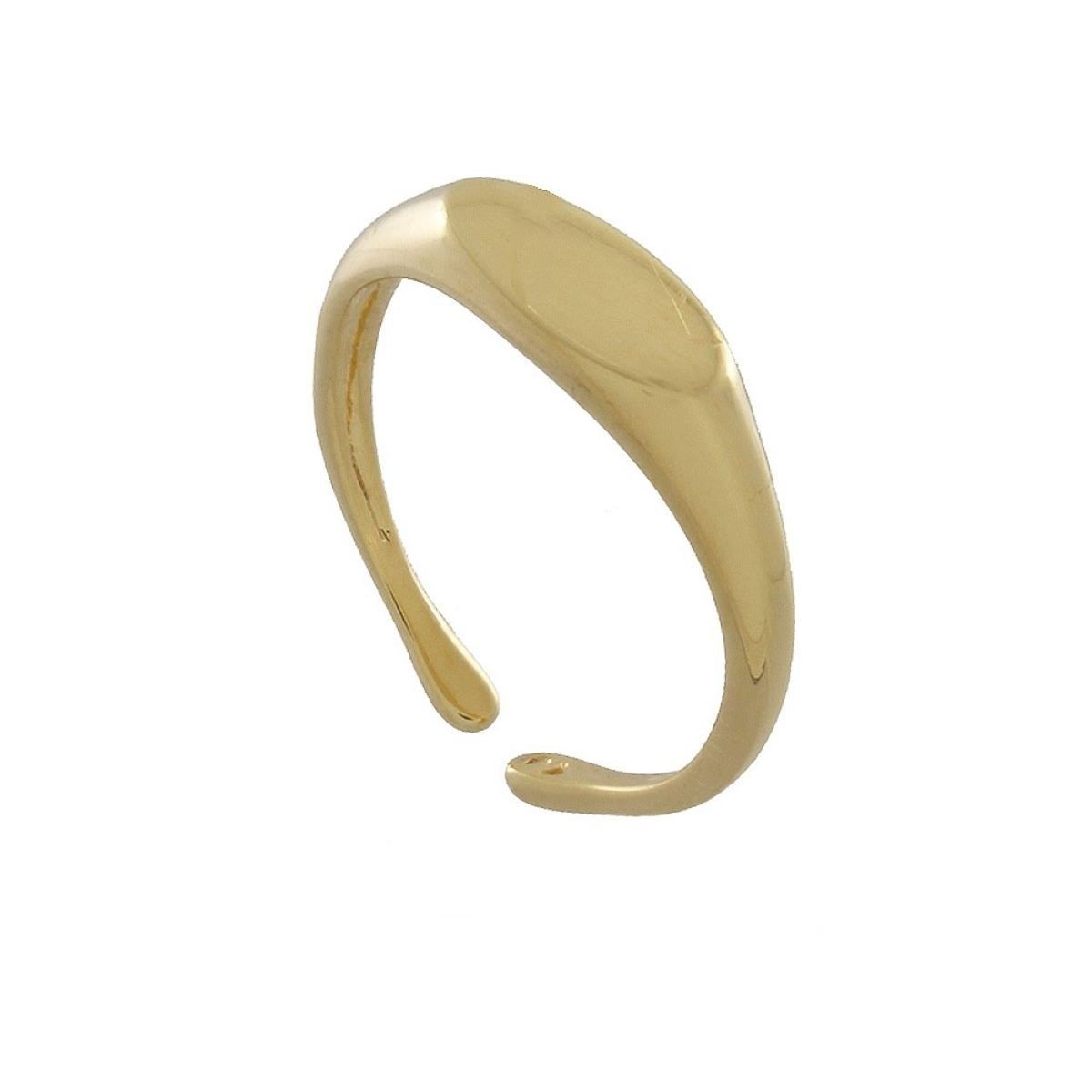 Anel Folheado a Ouro 18k Regulável Oval Liso