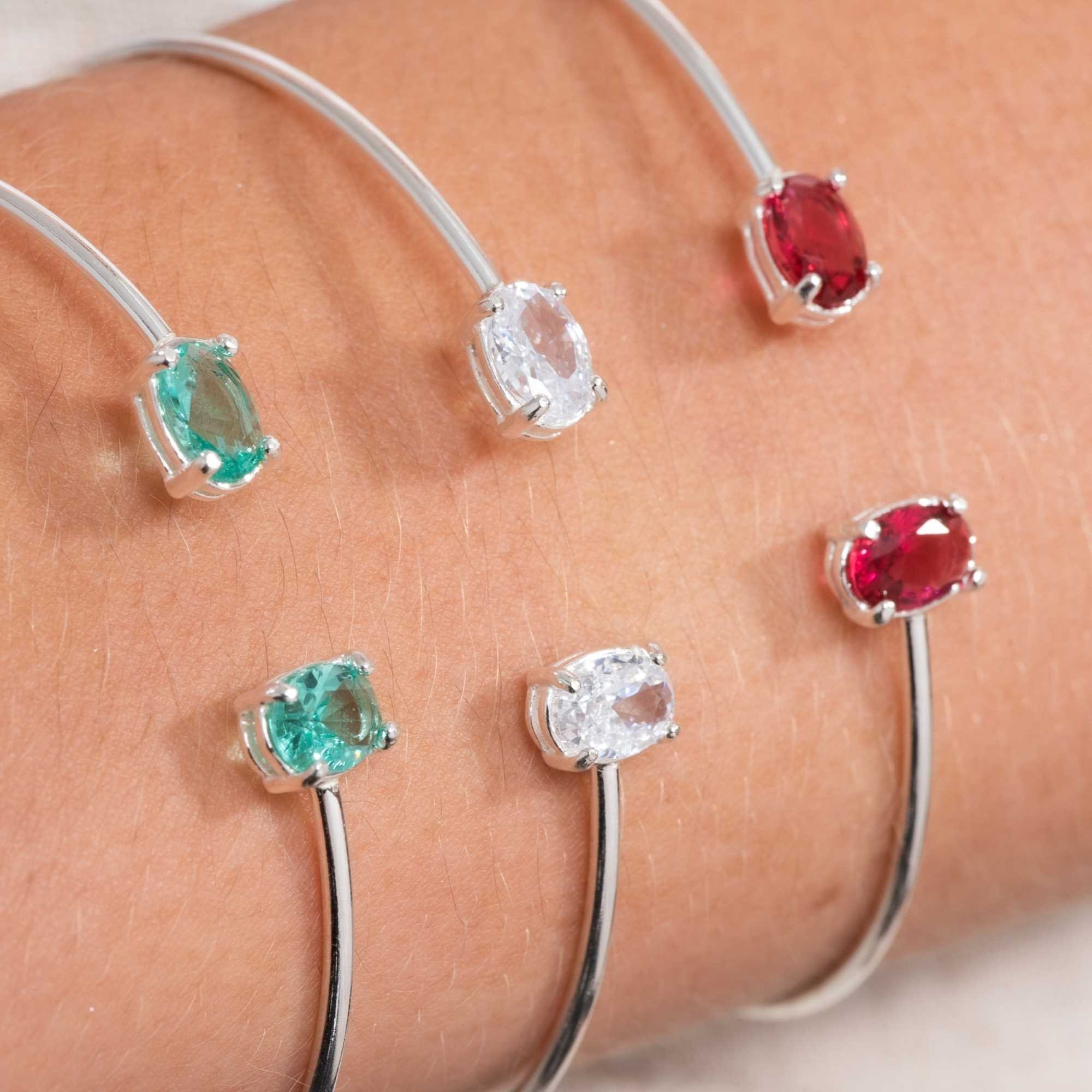 Bracelete Prata 925 Zircônia Oval Transparente Prata 5
