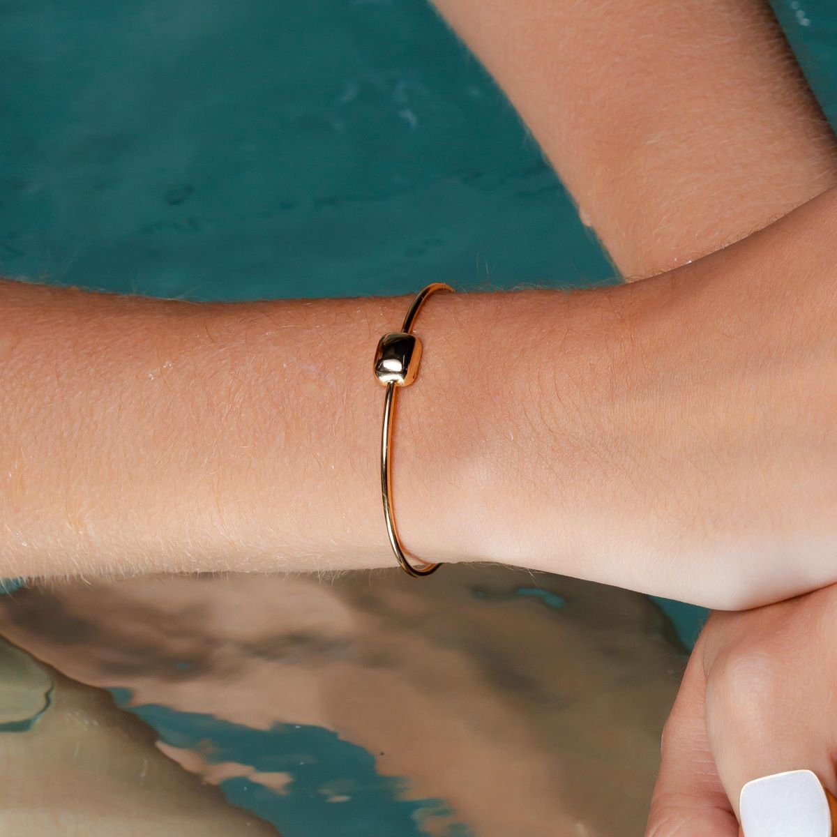 Bracelete Folheado a Ouro 18k Geométrico Quadrado Liso Ouro 18k 2