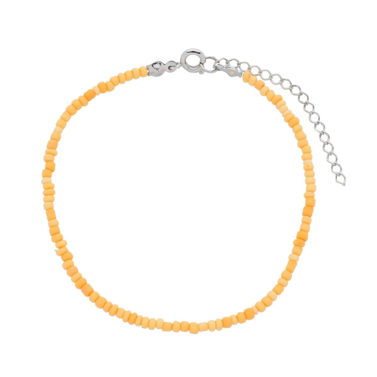 Pulseira Folheado a Ródio Miçanga Laranja Prata 1