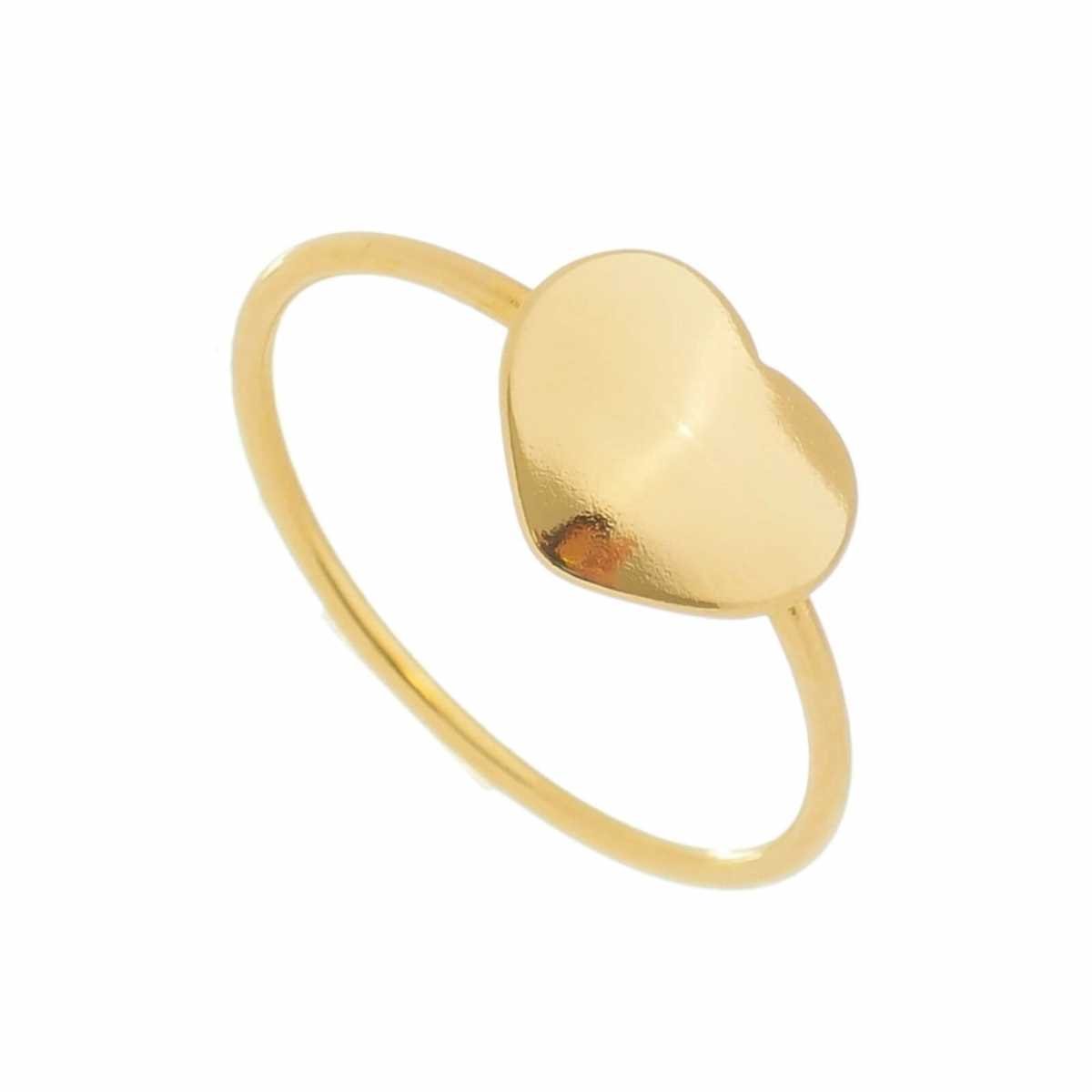 Anel Folheado a Ouro 18k Coração Liso G Dourado 1