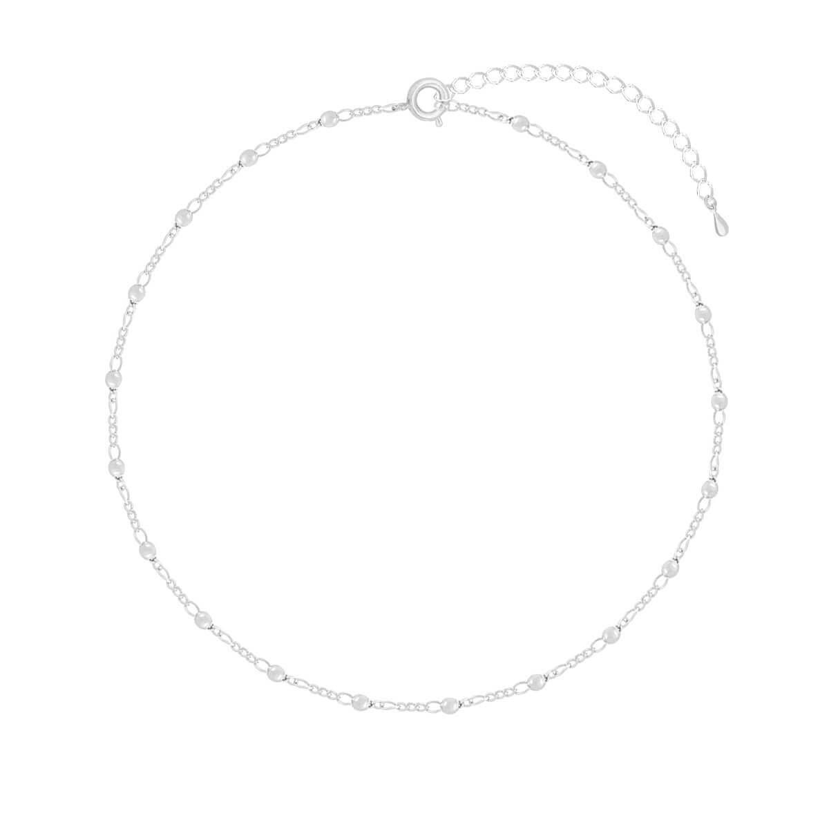 Choker Folheado a Ródio Corrente Elo Fígaro e Bolinhas PP