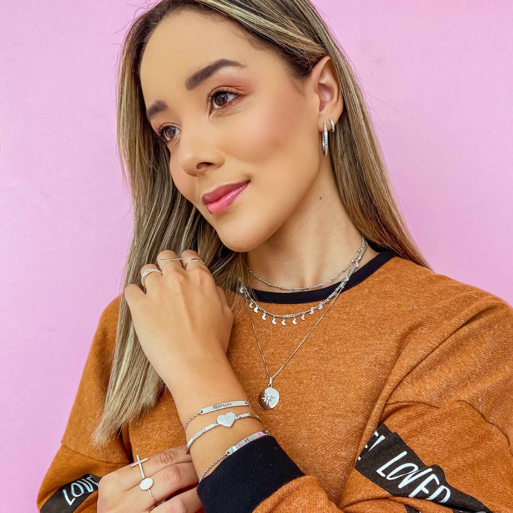 Choker Folheado a Ródio Corrente Elo Fígaro e Bolinhas PP Prata 6