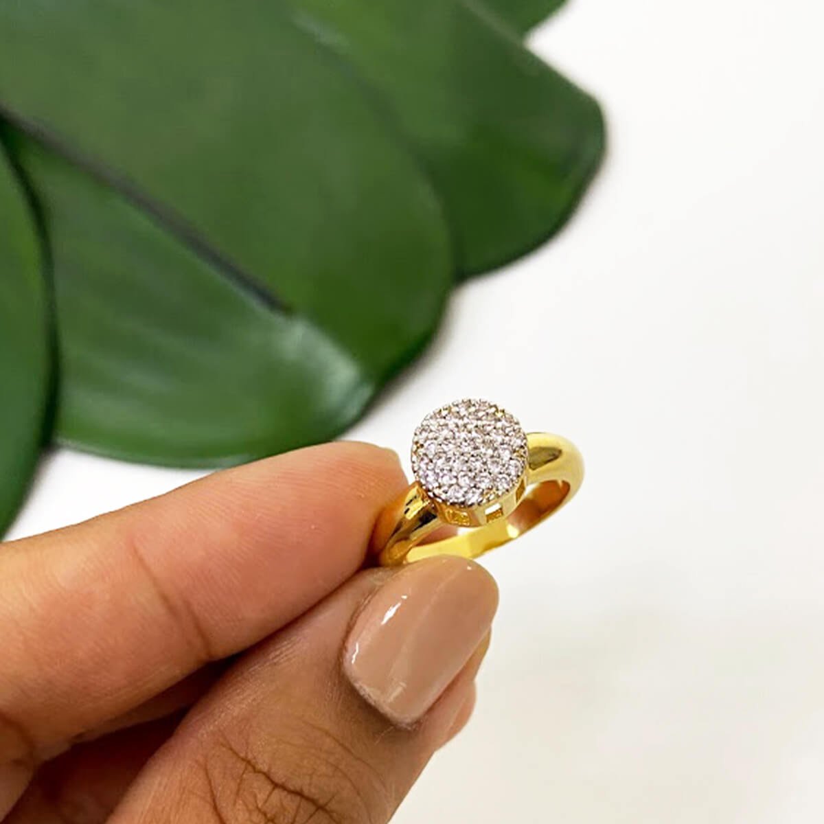 Anel Folheado a Ouro 18k Chuveirinho Zircônia Tam M Dourado 2