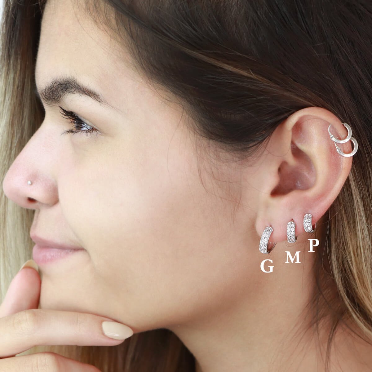 Argolinha Folheada a Ródio Zircônia Aro Arredondado Duas Tiras M Prata 2