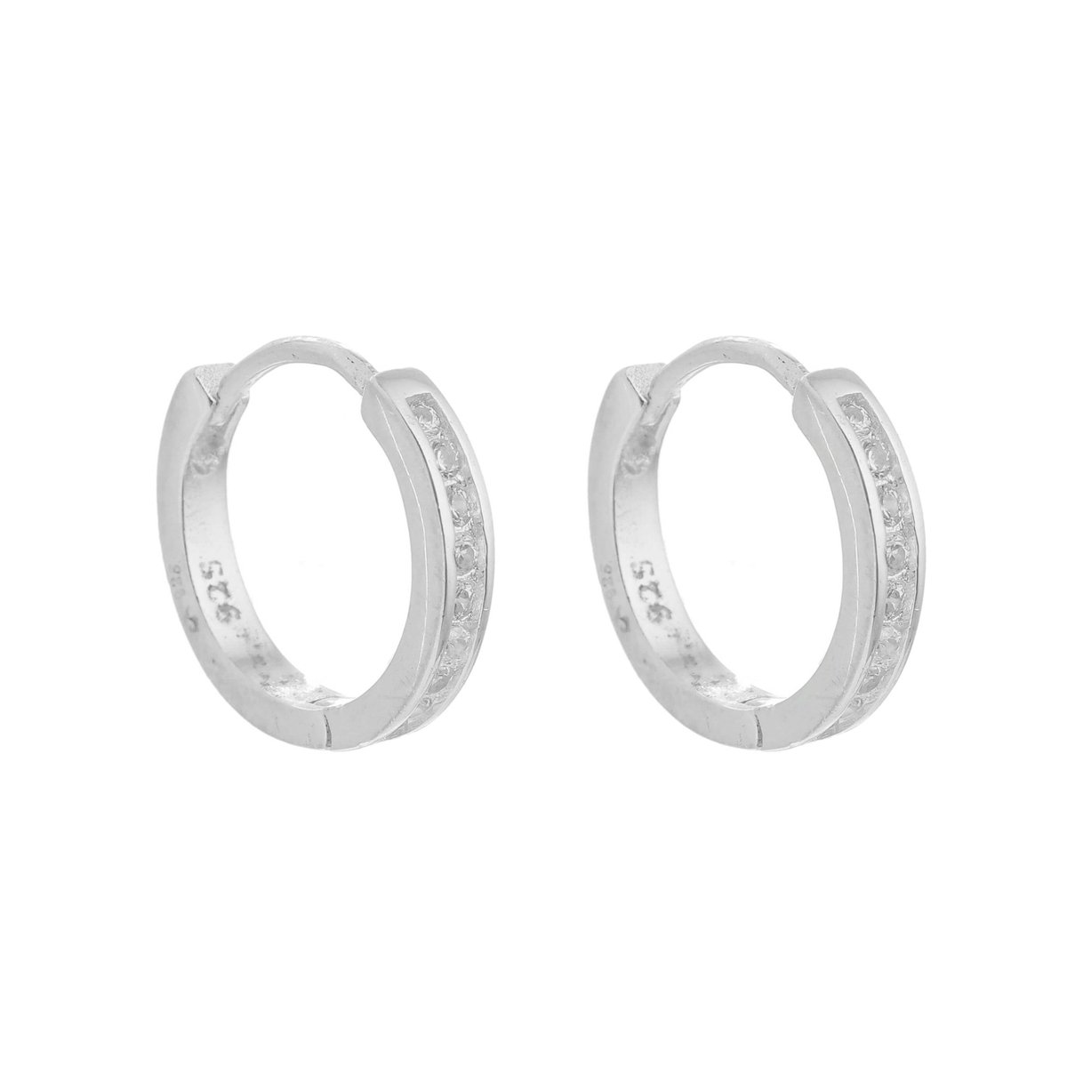 Argolinha Prata 925 Aro Quadrado Cravejado G