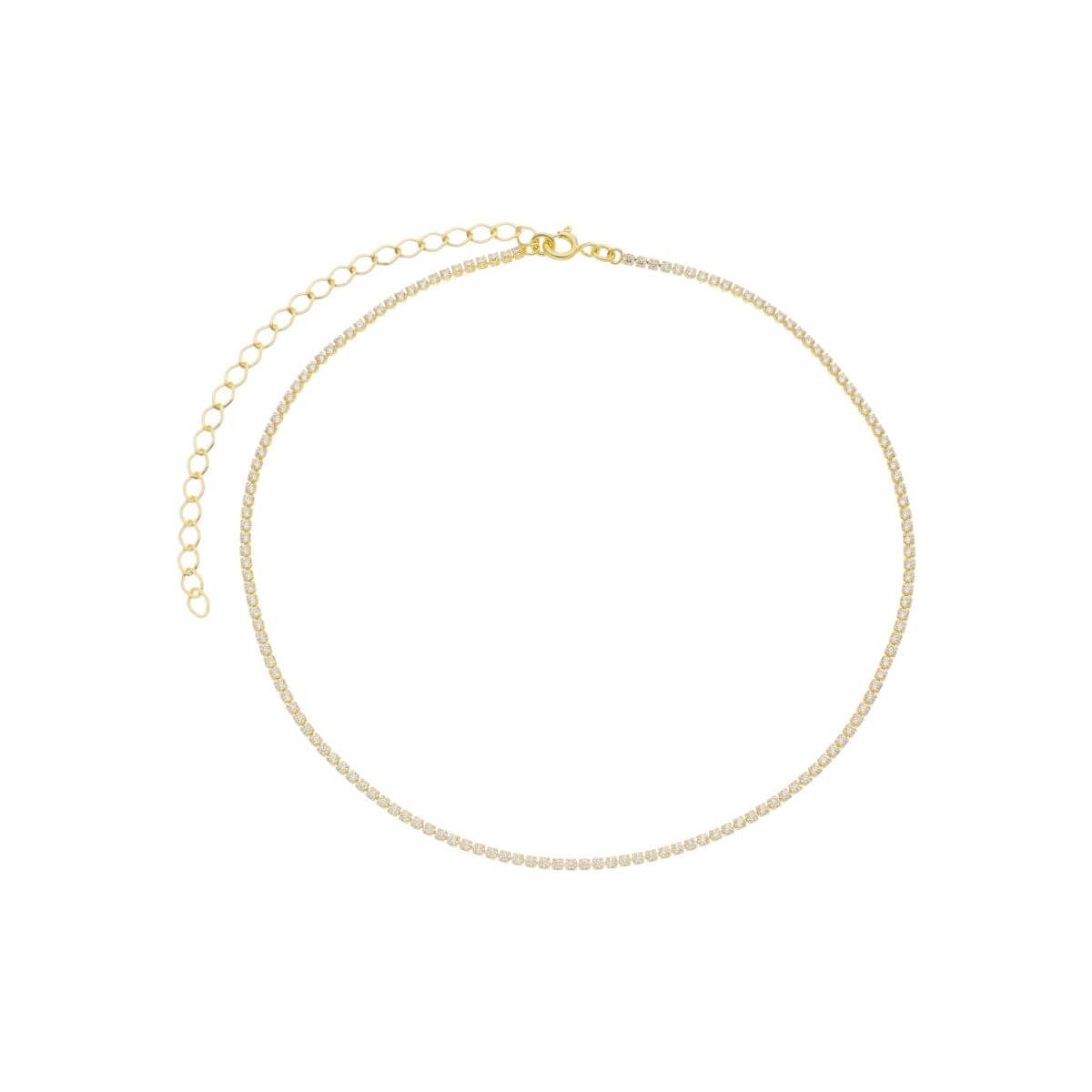 Choker Folheado a Ouro 18k Riviera Zircônia Quadrada Cravejada