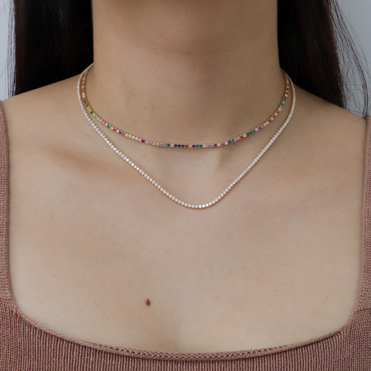 Choker Folheado a Ouro 18k Riviera Zircônia Quadrada Cravejada Ouro 18k 2