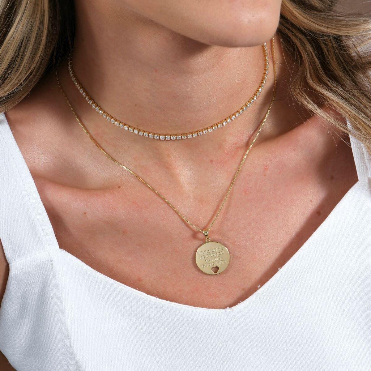 Choker Folheado a Ouro 18k Riviera Zircônia Quadrada Cravejada Ouro 18k 4