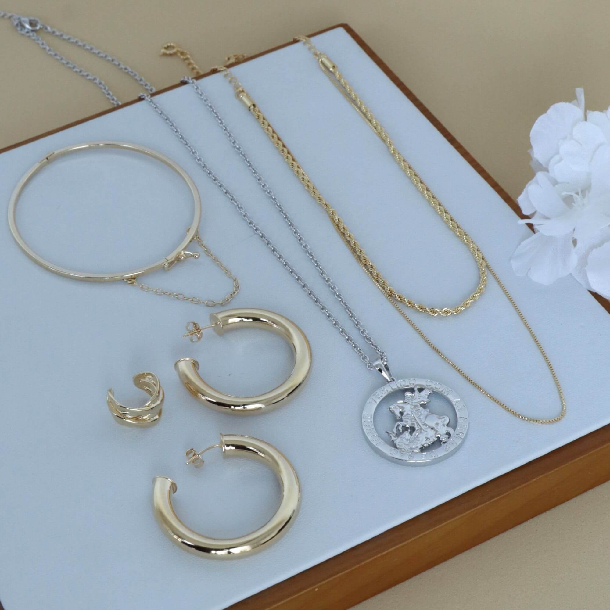 Colar Folheado a Ouro 18k Duplo Cordão Baiano e Veneziana Ouro 18k 4