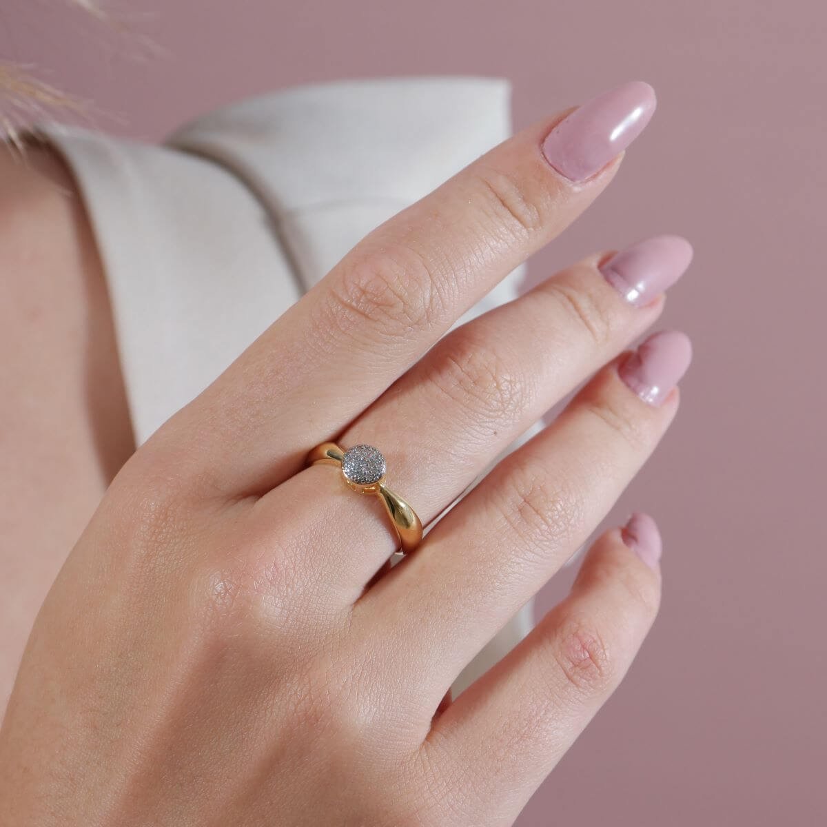 Anel Folheado a Ouro 18k Chuveirinho Zircônia Redonda Dourado 2