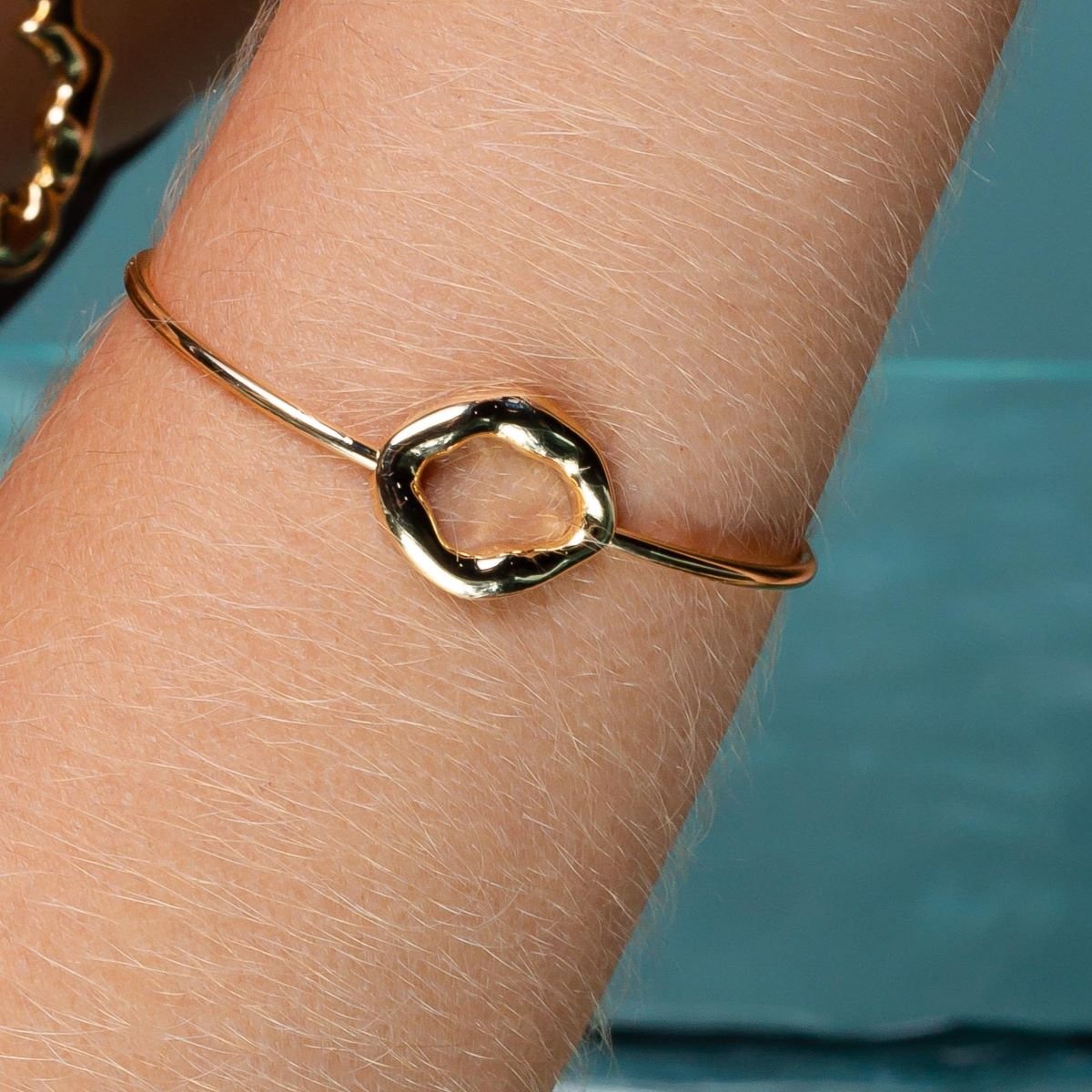 Bracelete Folheado a Ouro 18k Orgânico Oval Vazado Dourado 4