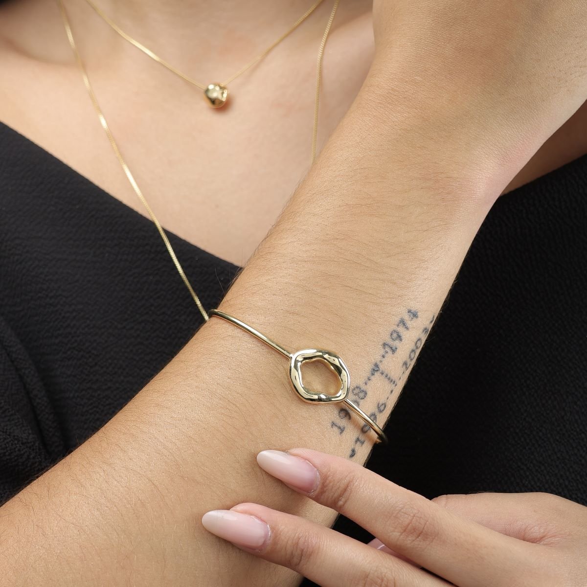 Bracelete Folheado a Ouro 18k Orgânico Oval Vazado Dourado 5