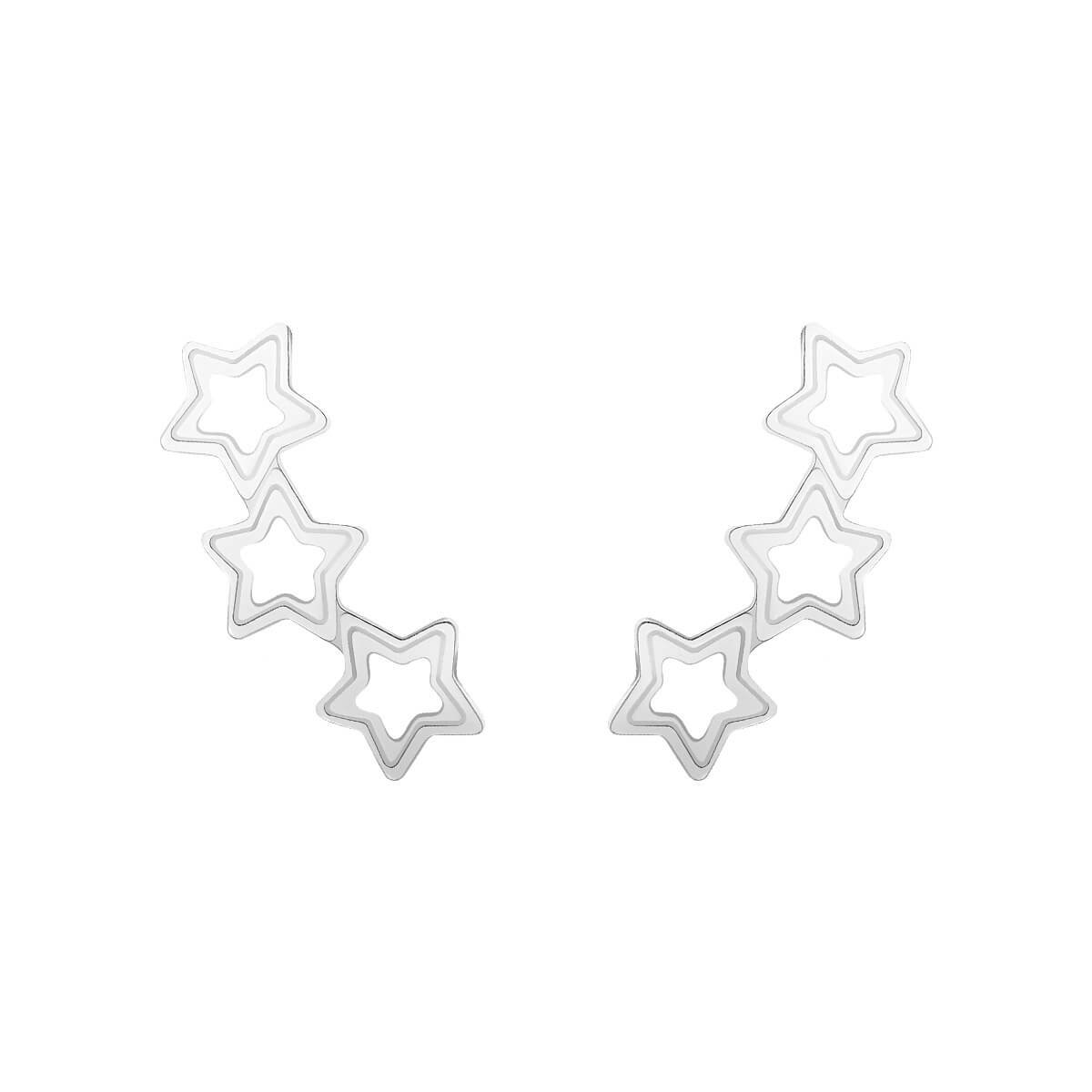 Brinco Prata 925 Ear Cuff Estrelas Vazadas