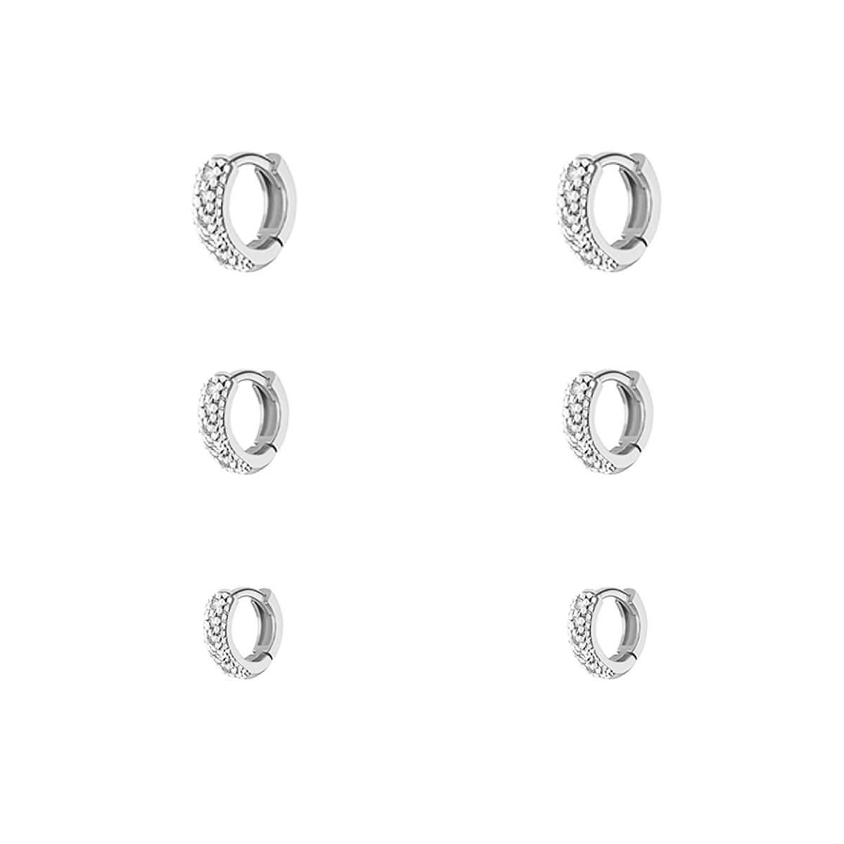 Kit Argolinhas Folheadas a Ródio Cravejada Zircônia 3mm