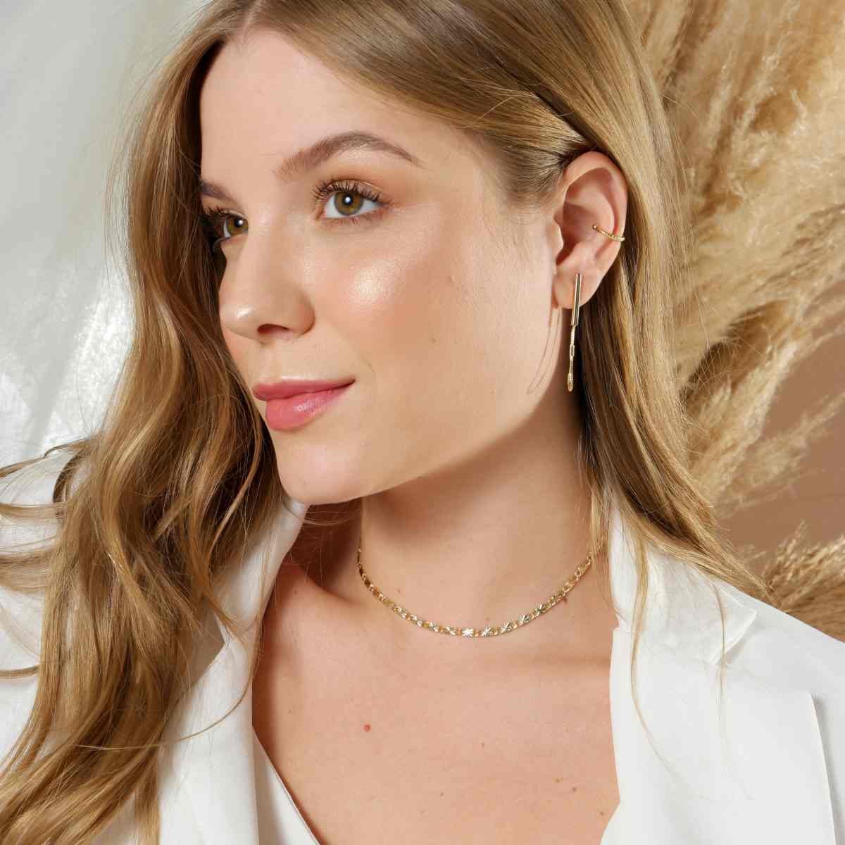 Choker Folheado a Ouro 18k Corrente com Estrelas Dourado 4