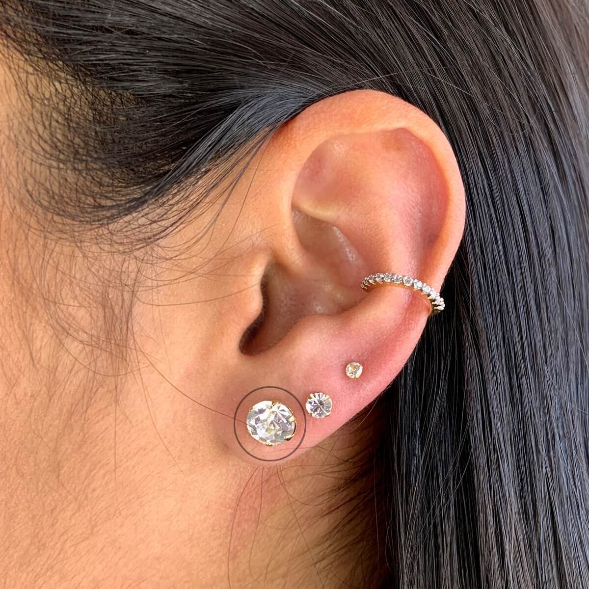 Brinco Folheado a Ouro 18k Zircônia Redonda 7mm Tipo 1 Dourado 2