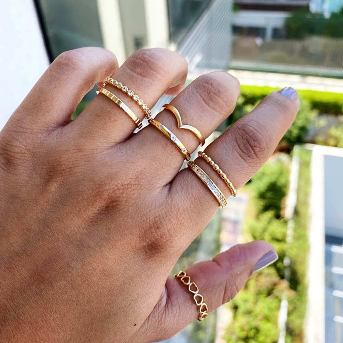 Anel Folheado a Ouro 18k Aparador Aro Liso com Ponta Dourado 4
