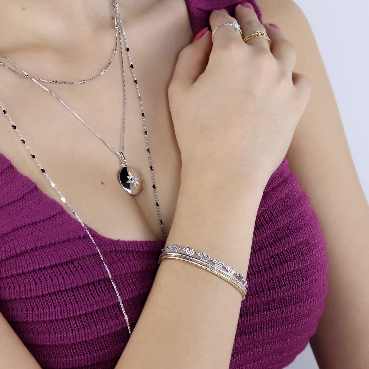 Pulseira Folheada a Ródio Corrente Rabo de Rato Prata 2