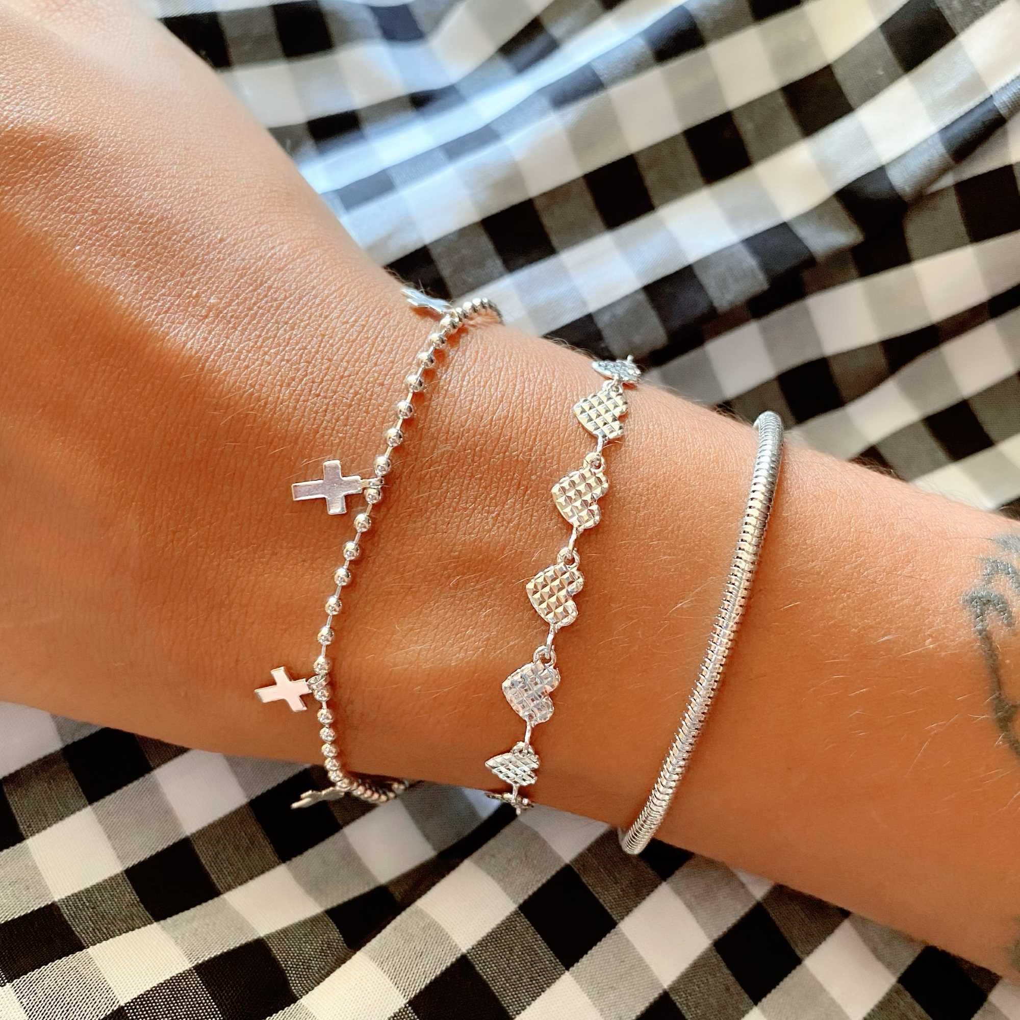 Pulseira Folheada a Ródio Corrente Rabo de Rato Prata 3