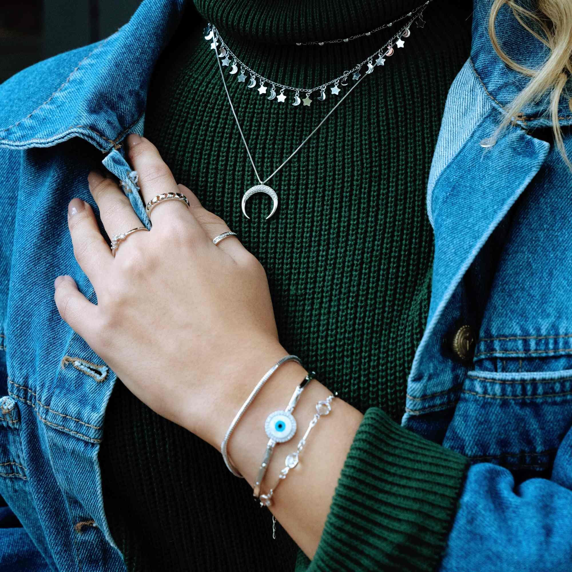 Pulseira Folheada a Ródio Corrente Rabo de Rato Prata 5