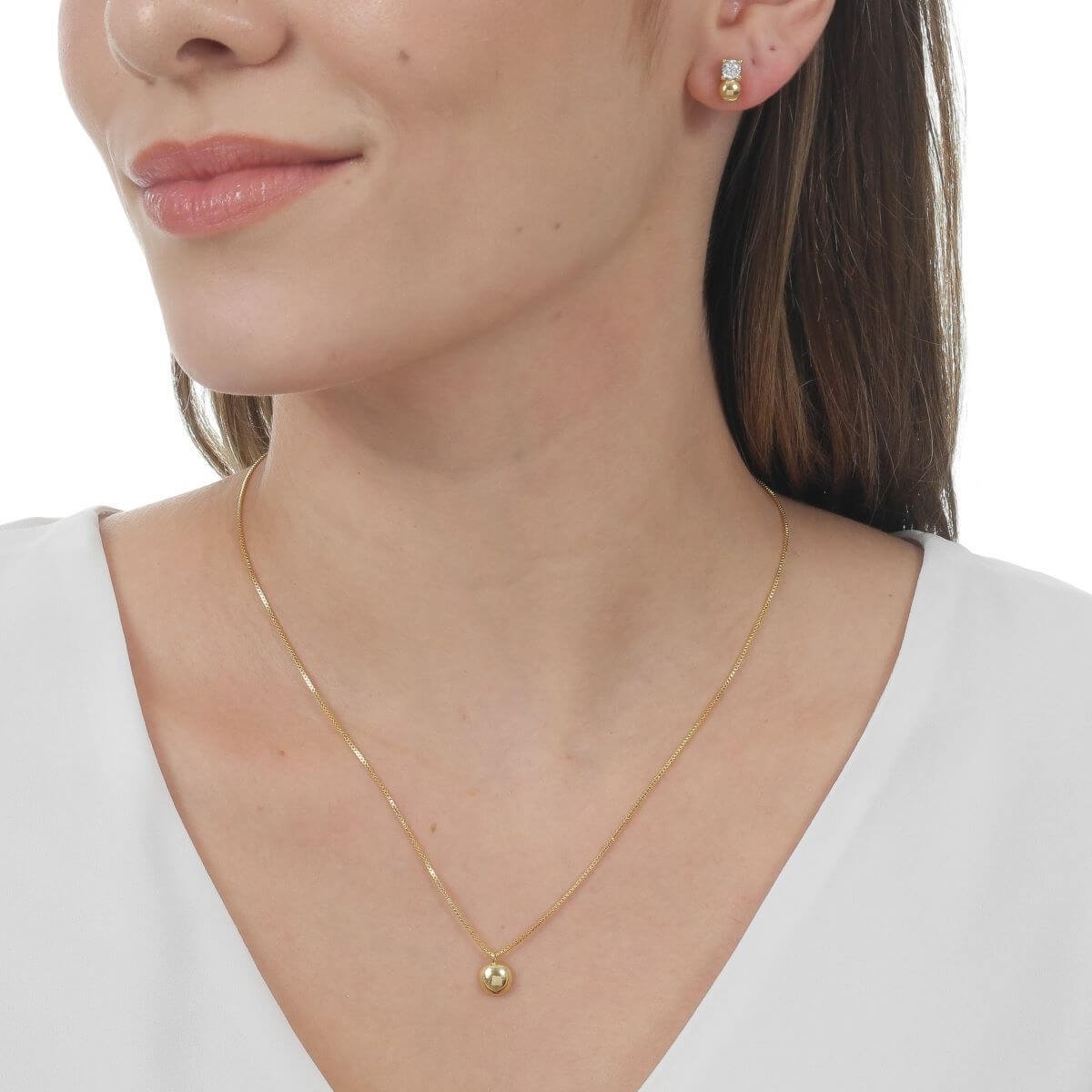 Colar Folheado a Ouro 18k Meia Bola Abaulado PP Dourado 2