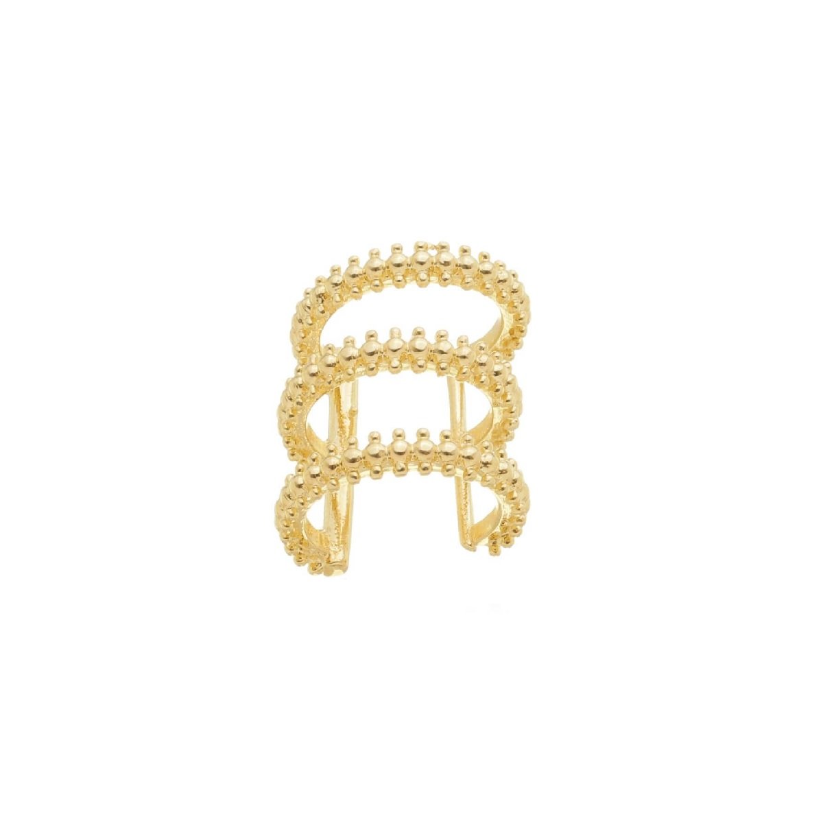 Piercing de Pressão Folheado a Ouro 18k Triplo Aro Bolinhas Dourado 1