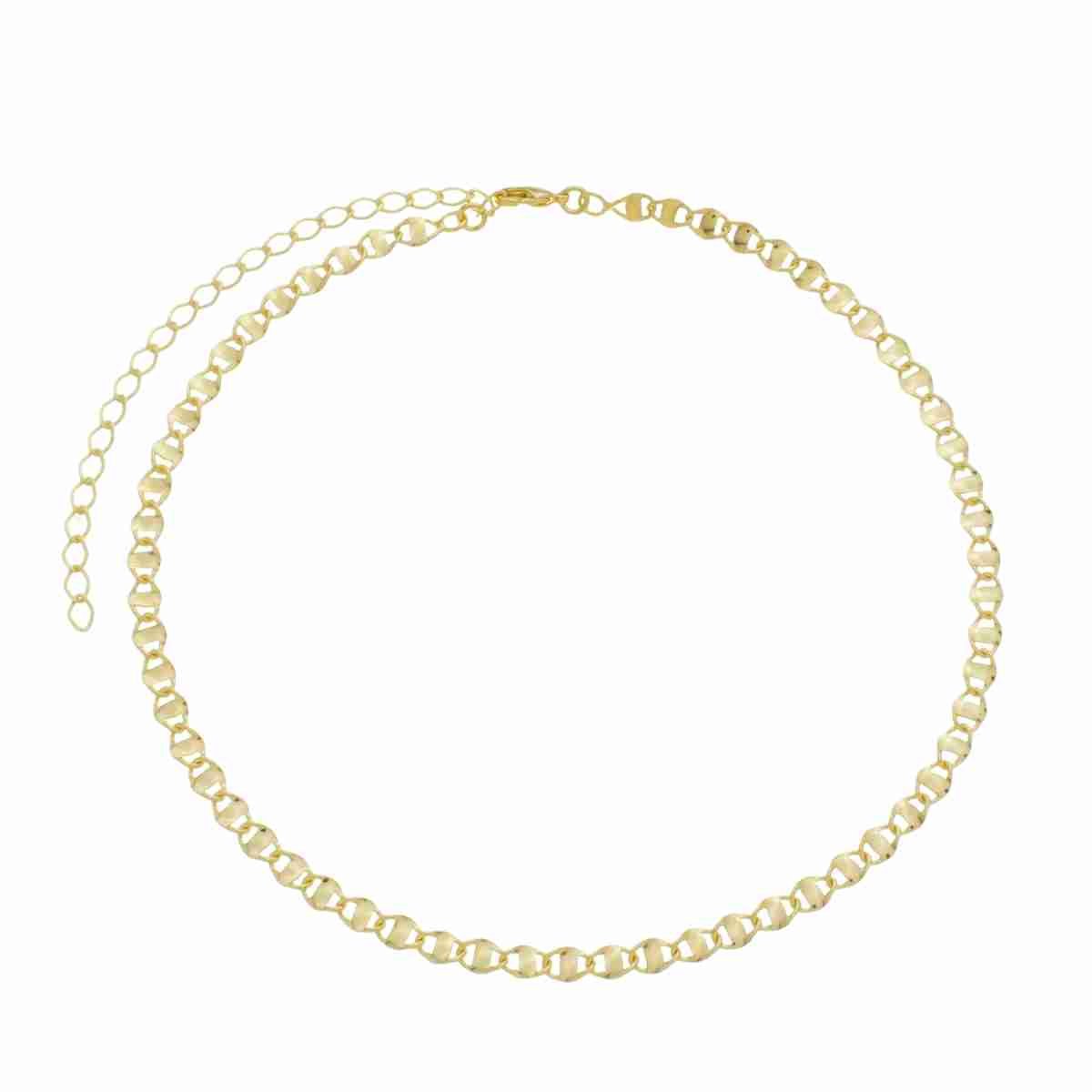Choker Folheado a Ouro 18k Cordão Piastrine Lacre de Latinha Curvada Dourado 1
