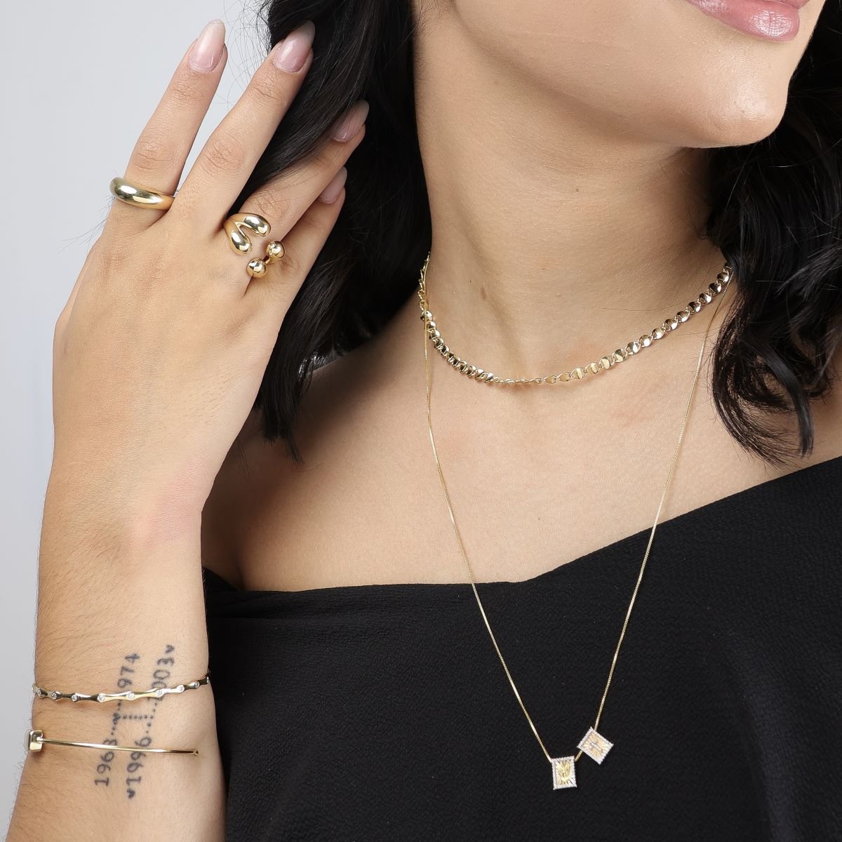 Choker Folheado a Ouro 18k Cordão Piastrine Lacre de Latinha Curvada Dourado 5
