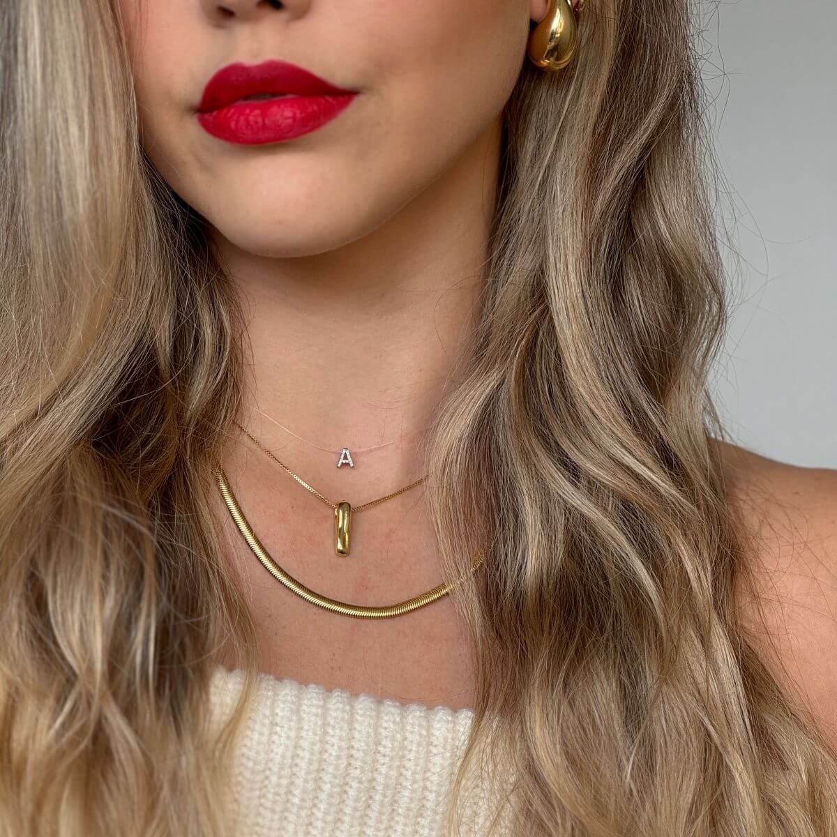 Colar Folheado a Ouro 18k Pingente Haste Orgânica Dourado 2