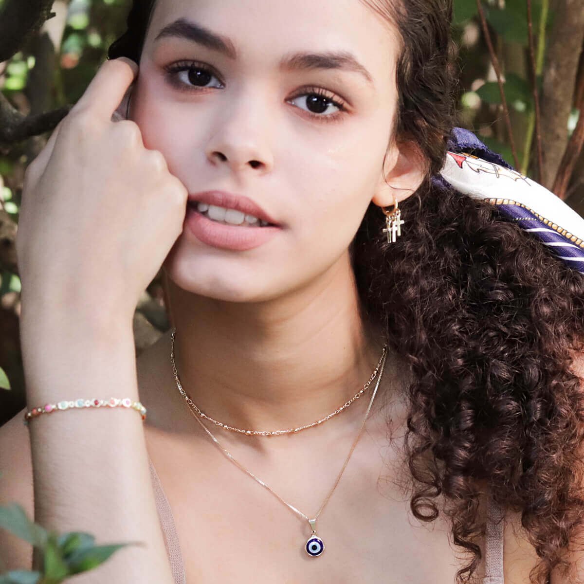 Choker Folheado a Ouro 18k Corrente Elo Fígaro e Bolinhas PP Ouro 18k 2