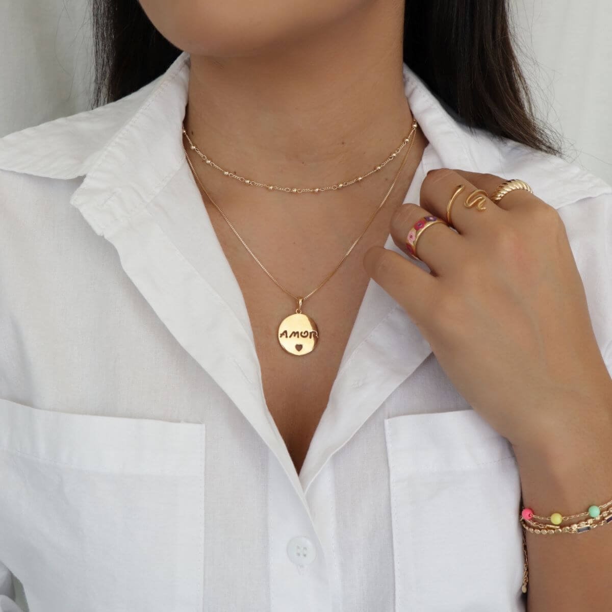 Choker Folheado a Ouro 18k Corrente Elo Fígaro e Bolinhas PP Ouro 18k 3