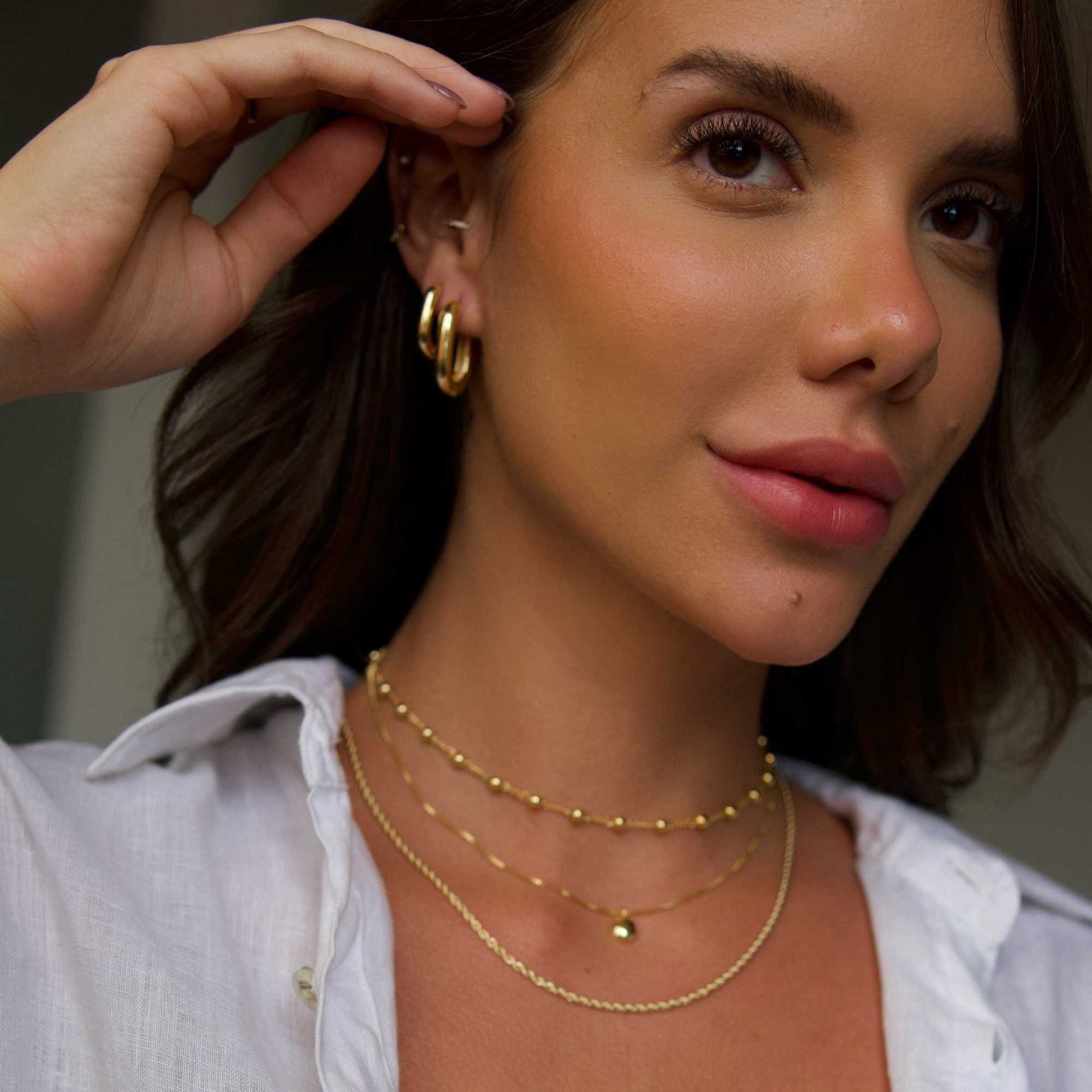Choker Folheado a Ouro 18k Corrente Elo Fígaro e Bolinhas PP Ouro 18k 5