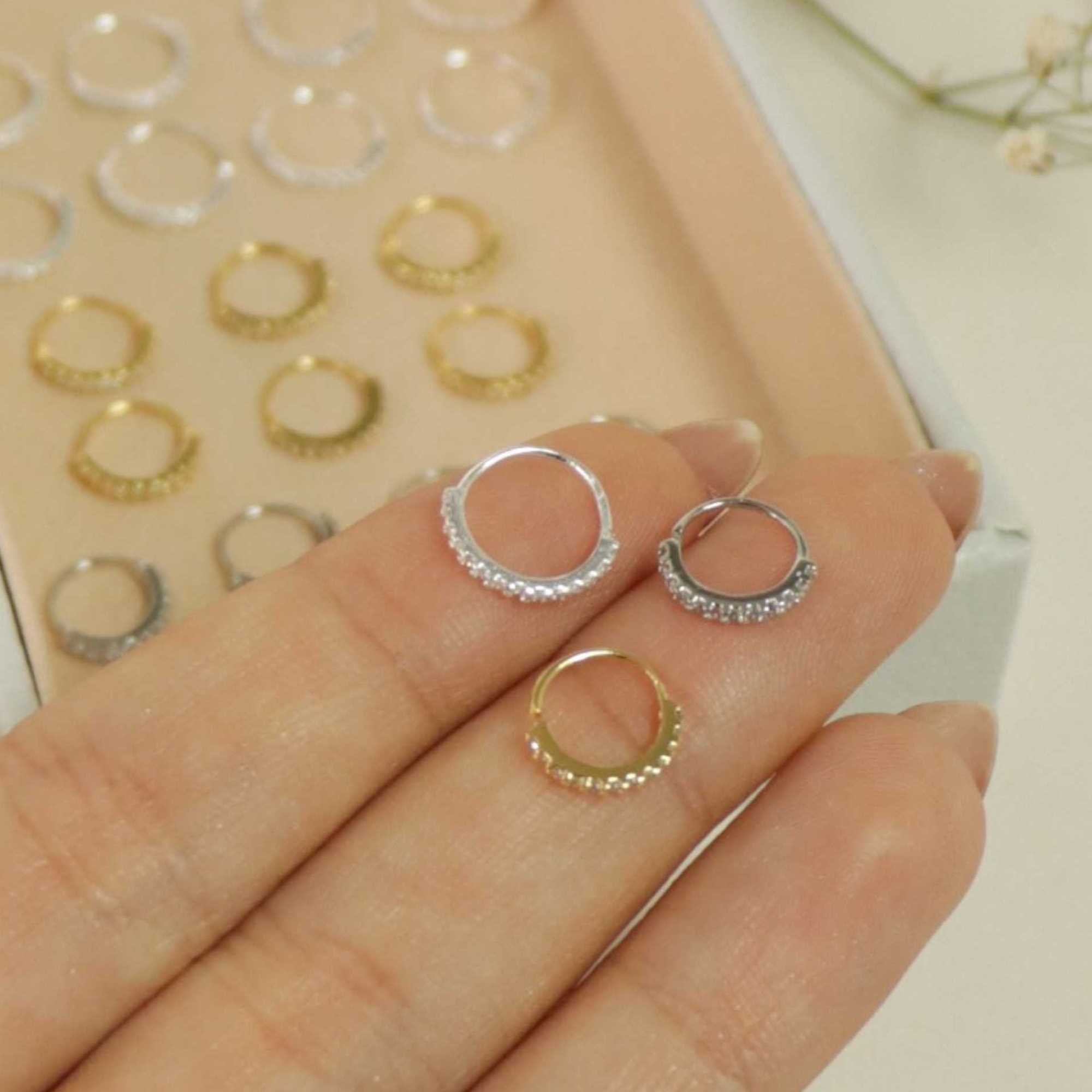 Piercing Nariz Folheado a Ouro 18k Cravejado Zircônia P Ouro 18k 5
