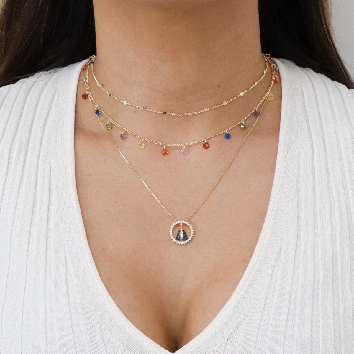 Choker Folheado a Ouro 18k Bolinhas Espelhadas Ouro 18k 5