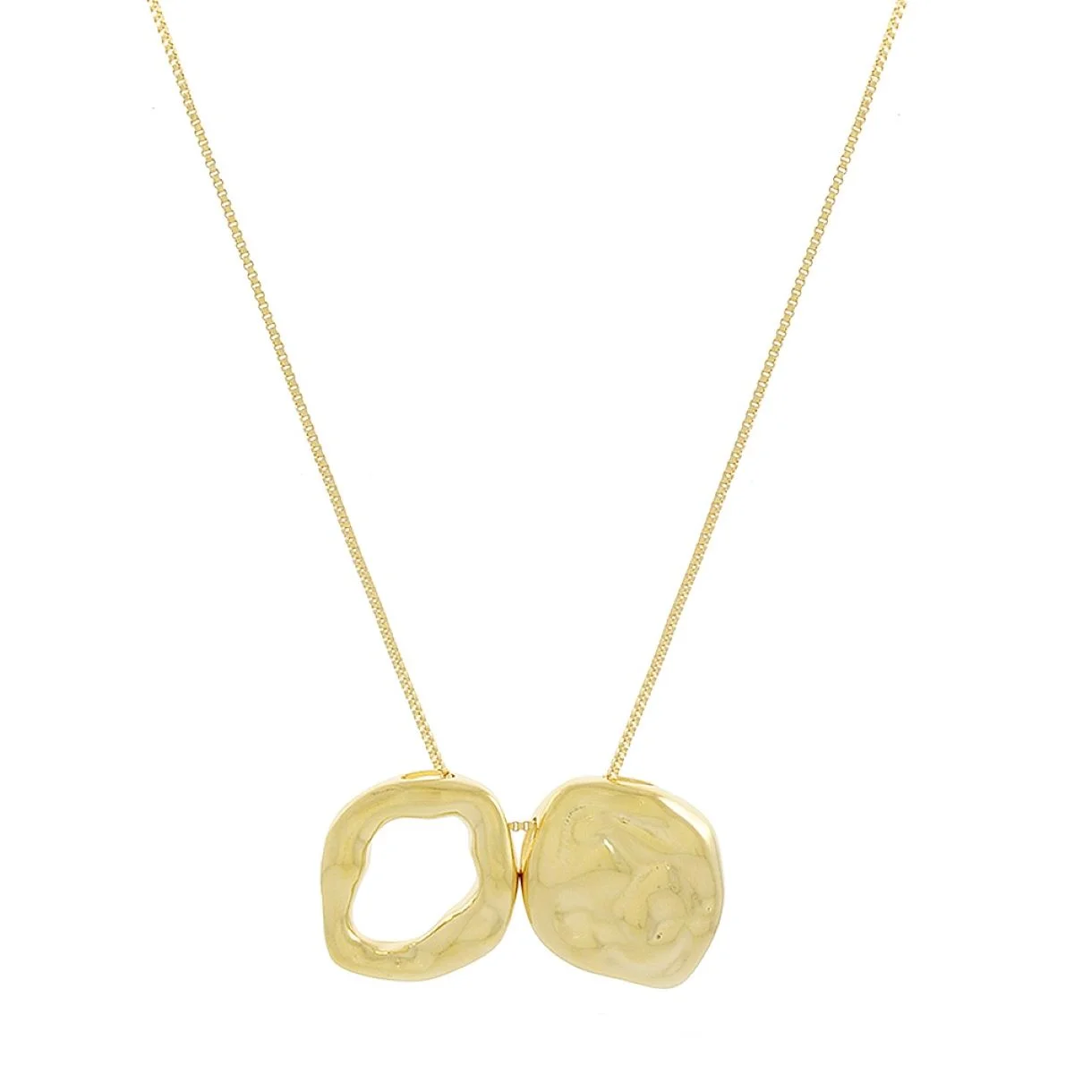 Escapulário Folheado a Ouro 18k Orgânico Pingente Liso e Vazado Ouro 18k 1